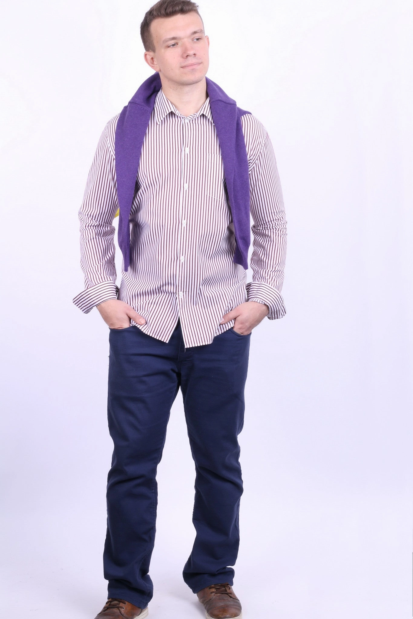 birthday celebration Iconic look GAP Clothing Mens XL Casual Shirt Striped Cotton White