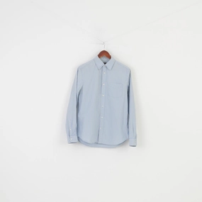 Rugged Style Gap Men M Casual Shirt Striped Blue Collar Long Sleeve Cotton Bottoms Top