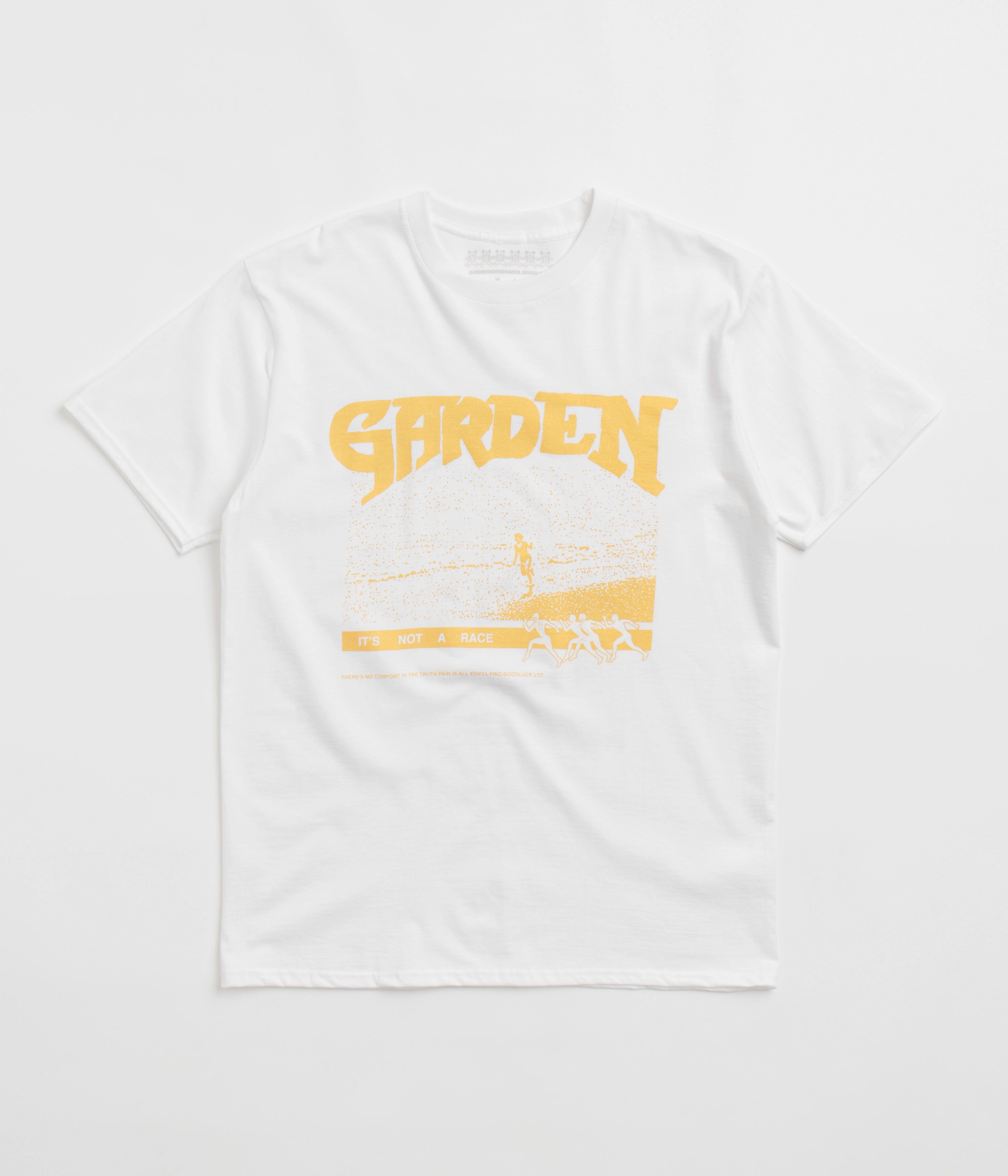 Active Comfort Garden Not A Race T-Shirt - White / Gold