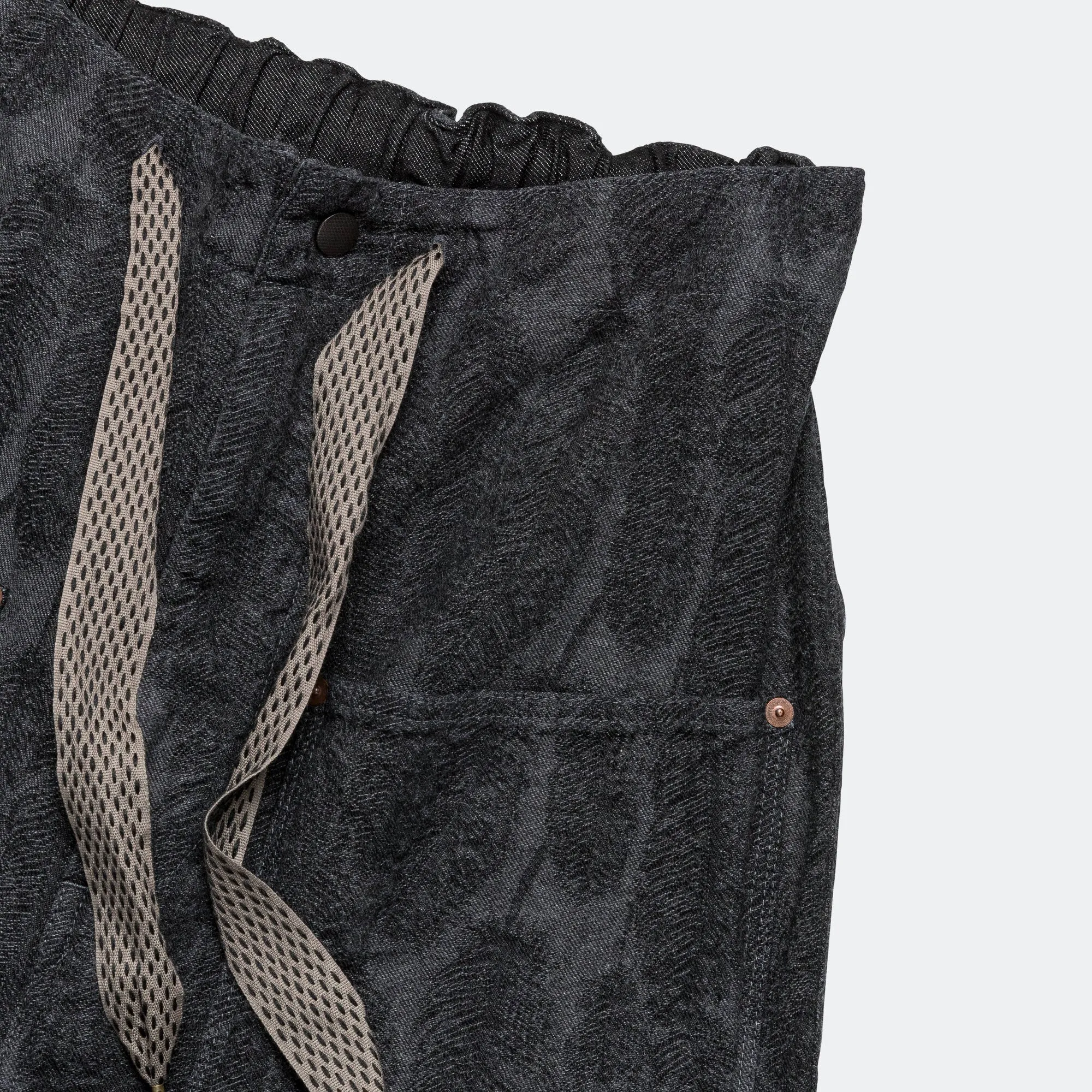 12oz MAGPIE Denim W-Knee Easy Baggy Pants - Black/Black Wear It All