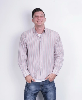 Workwear Ready Redgreen Mens L Casual Shirt Striped Multi Colour Cotton