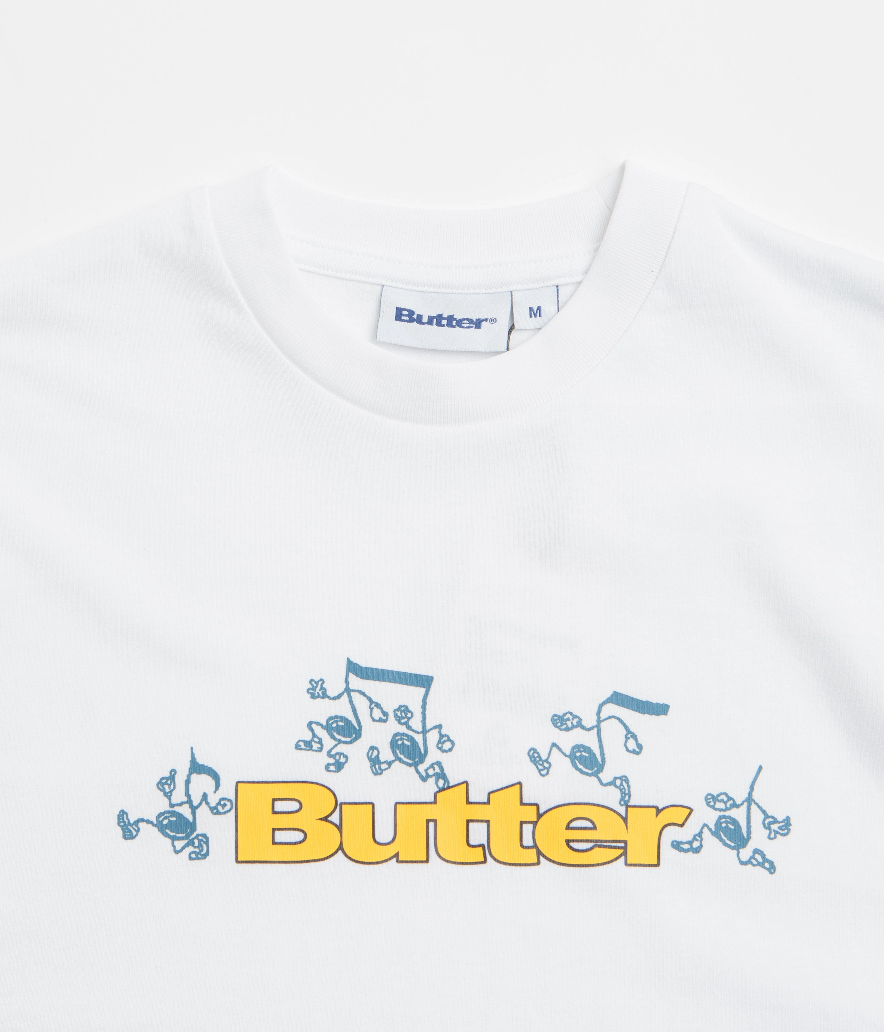 Trendy Look Layered Sleeve Construction Butter Goods Tempo Logo T-Shirt - White