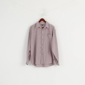 GAUPA Men XL Casual Shirt Red Check Cotton Outdoor Pocket Long Sleeve Top Adjustable Cuff Closure Tailored Fit