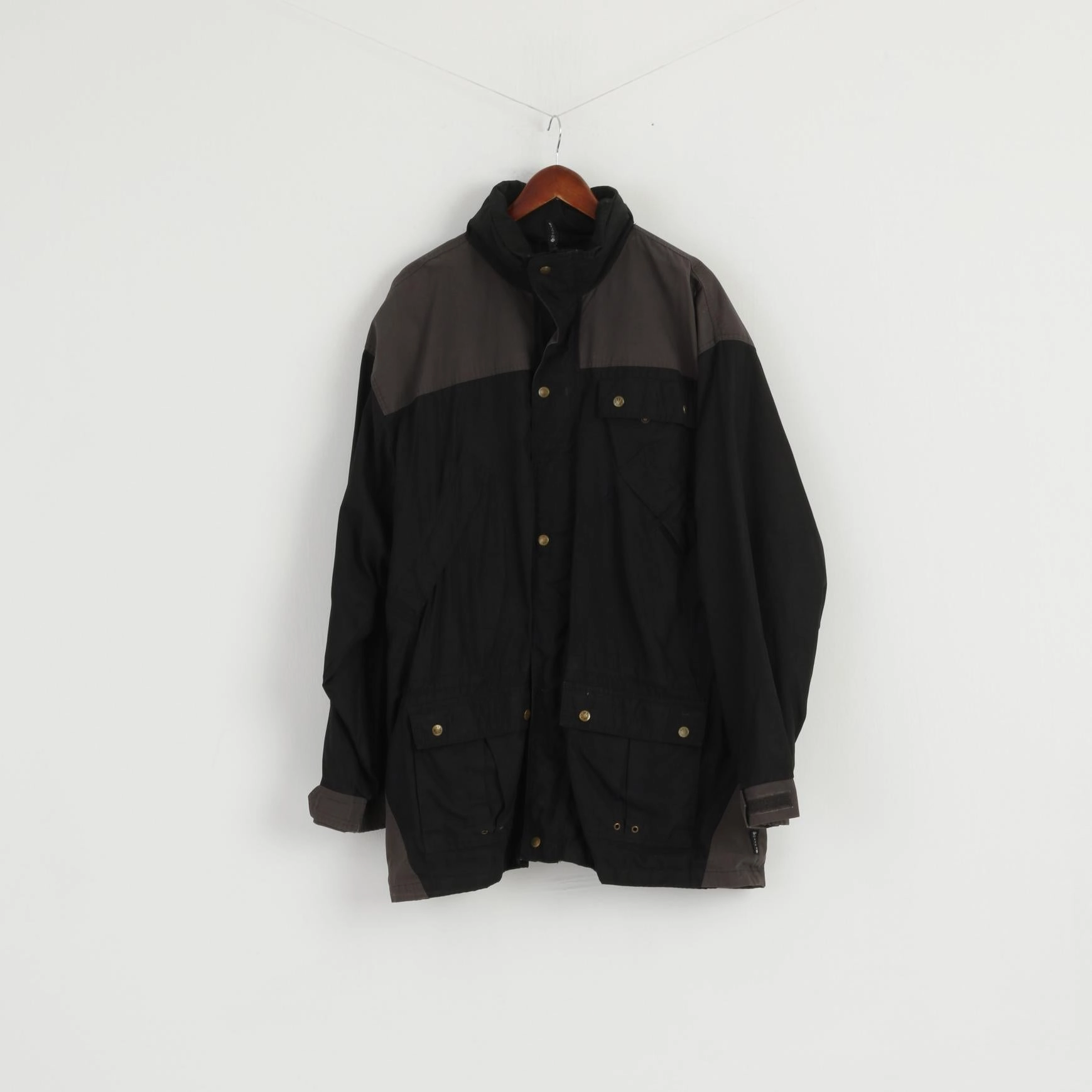 GAUPA Norway Men XXL Jacket Black Microfiber Hidden Hood Outdoor Mountain Top Functional Wear Reflective Trim