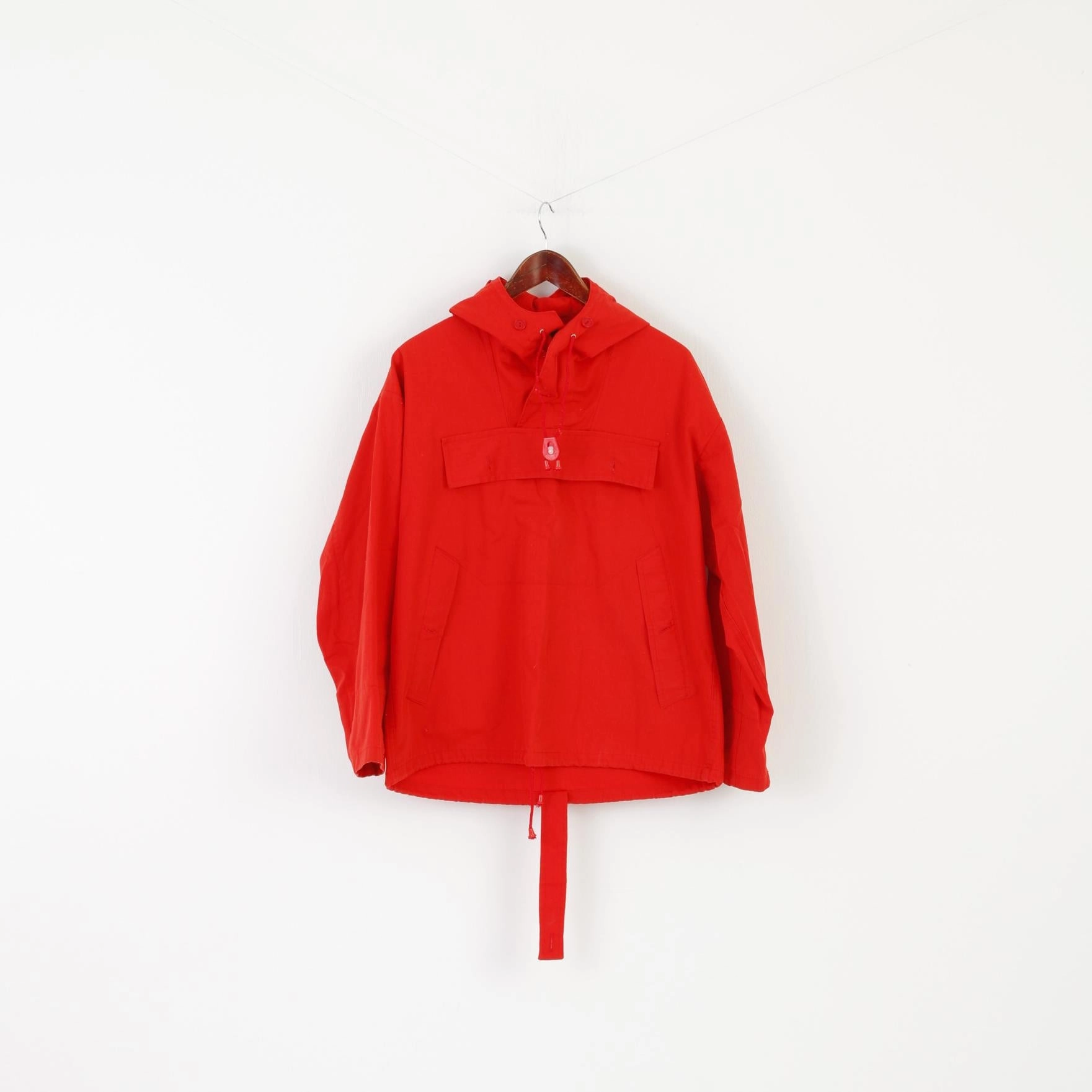 Geilo Men S Jacket Red Cotton Pullover Anorak Vintage 80s Outdoor Kangaroo Pocket Top Clue