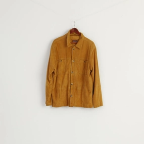 Winter Layering formal dinner Montes Men 50 L Casual Shirt Camel Western 100% Leather Pockets Soft Top[