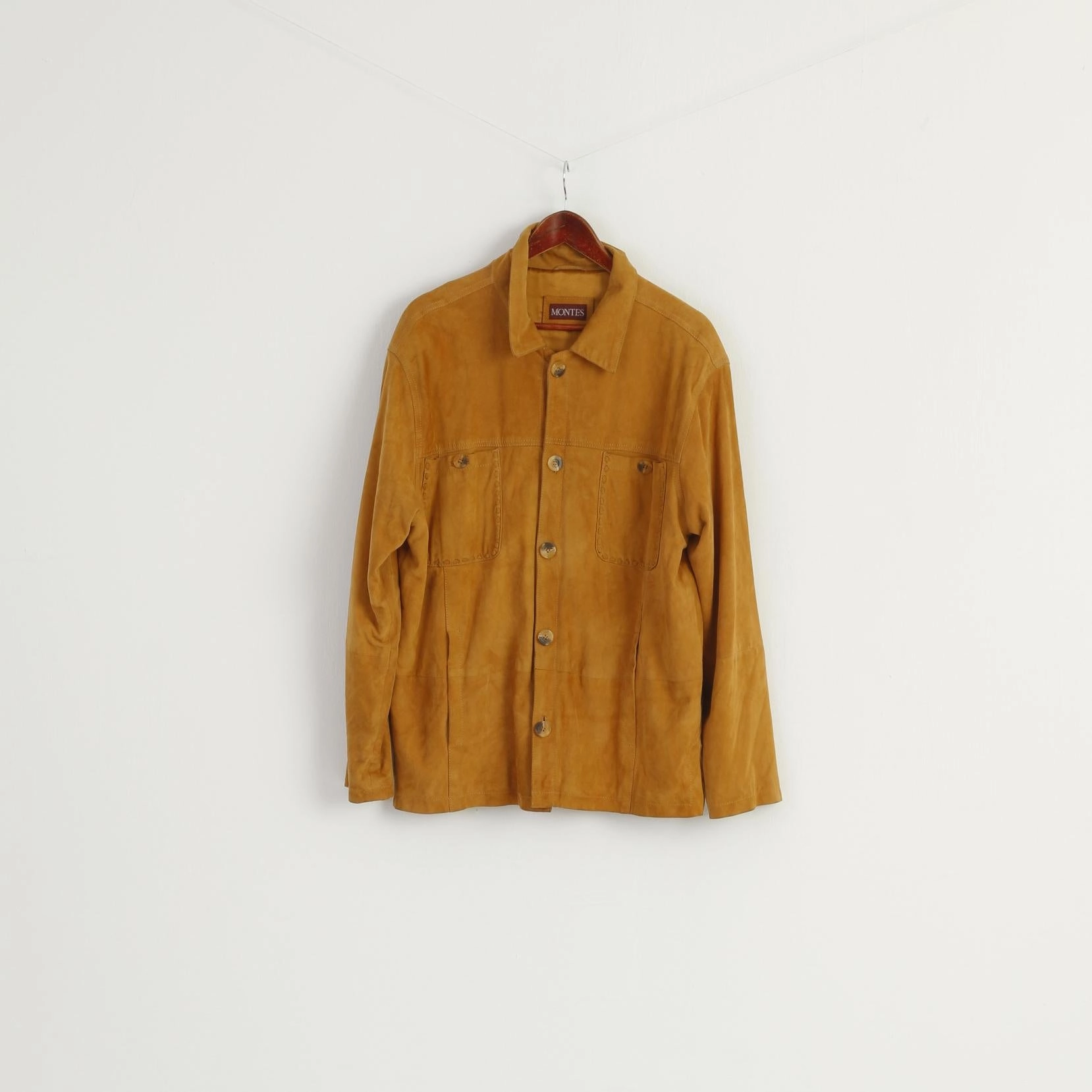 Winter Layering formal dinner Montes Men 50 L Casual Shirt Camel Western 100% Leather Pockets Soft Top[