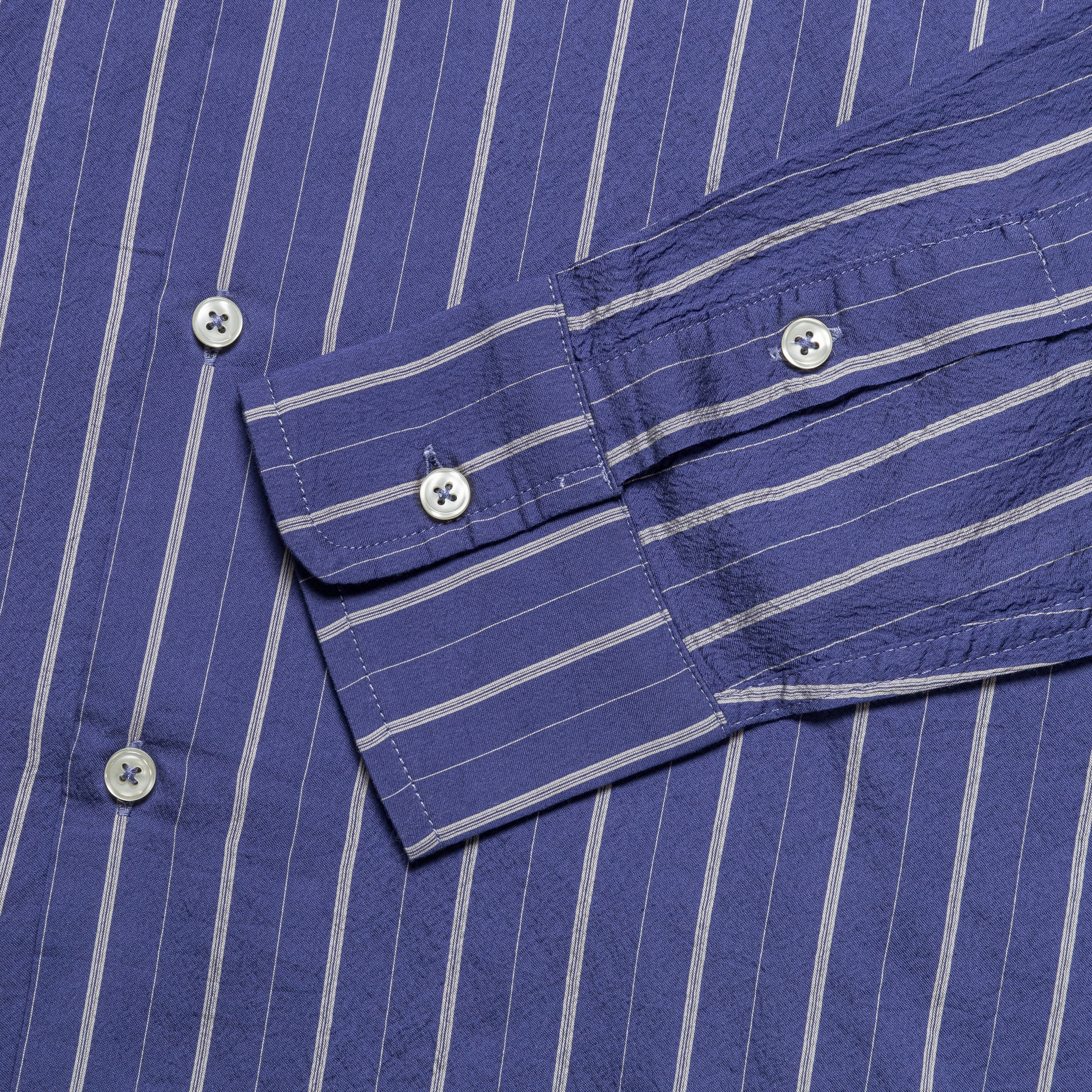 Comfort First Fit Long Sleeve Camp Collar - Blue Silk Stripe