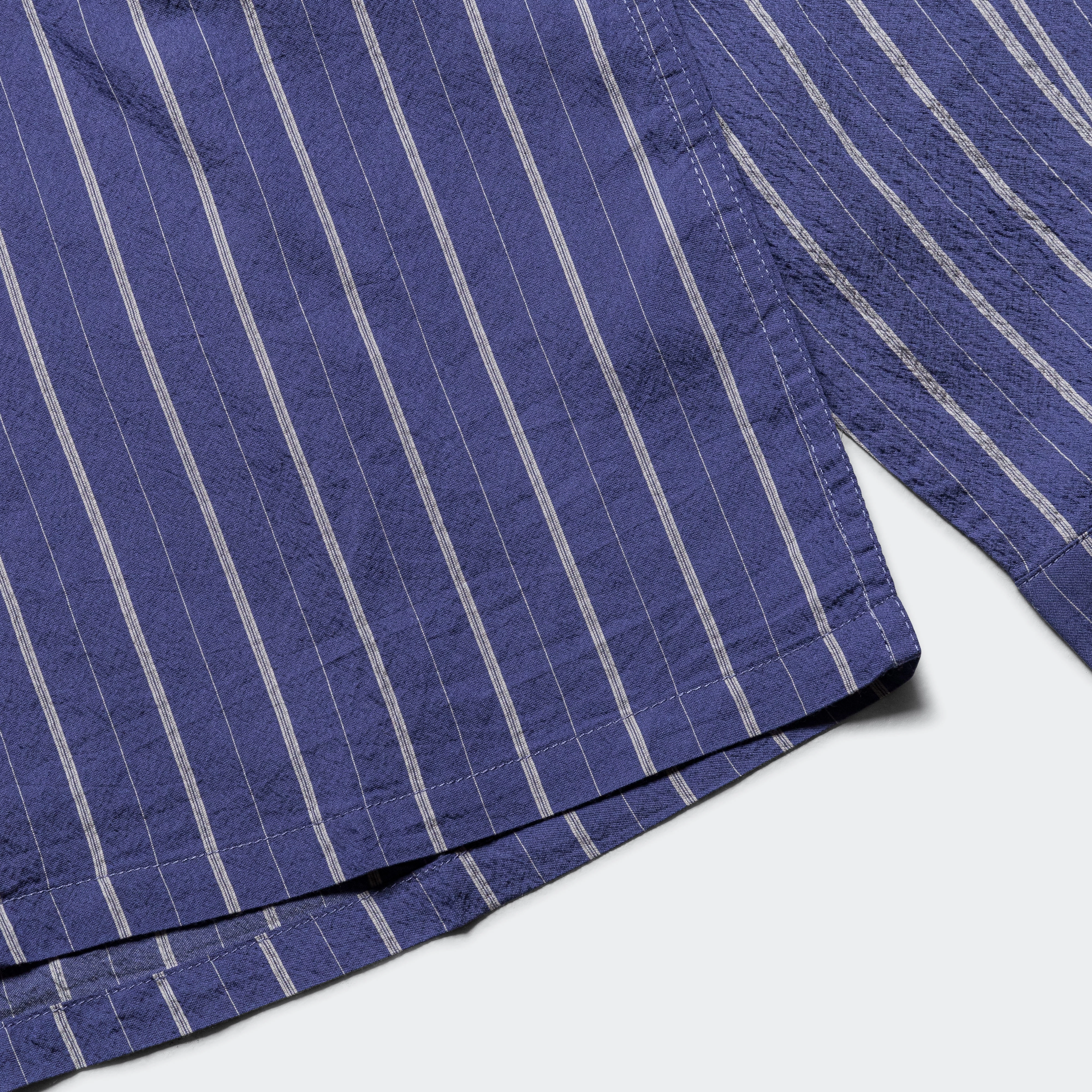 Long Sleeve Camp Collar - Blue Silk Stripe Functional Fashion Non Irritating Tags