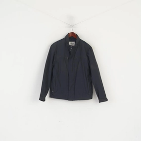 Geox Respira Men 48 S Jacket Dark Gray Nylon Cotton Lightweight HIdden hood Zip Up Top Odor Resistant Finish