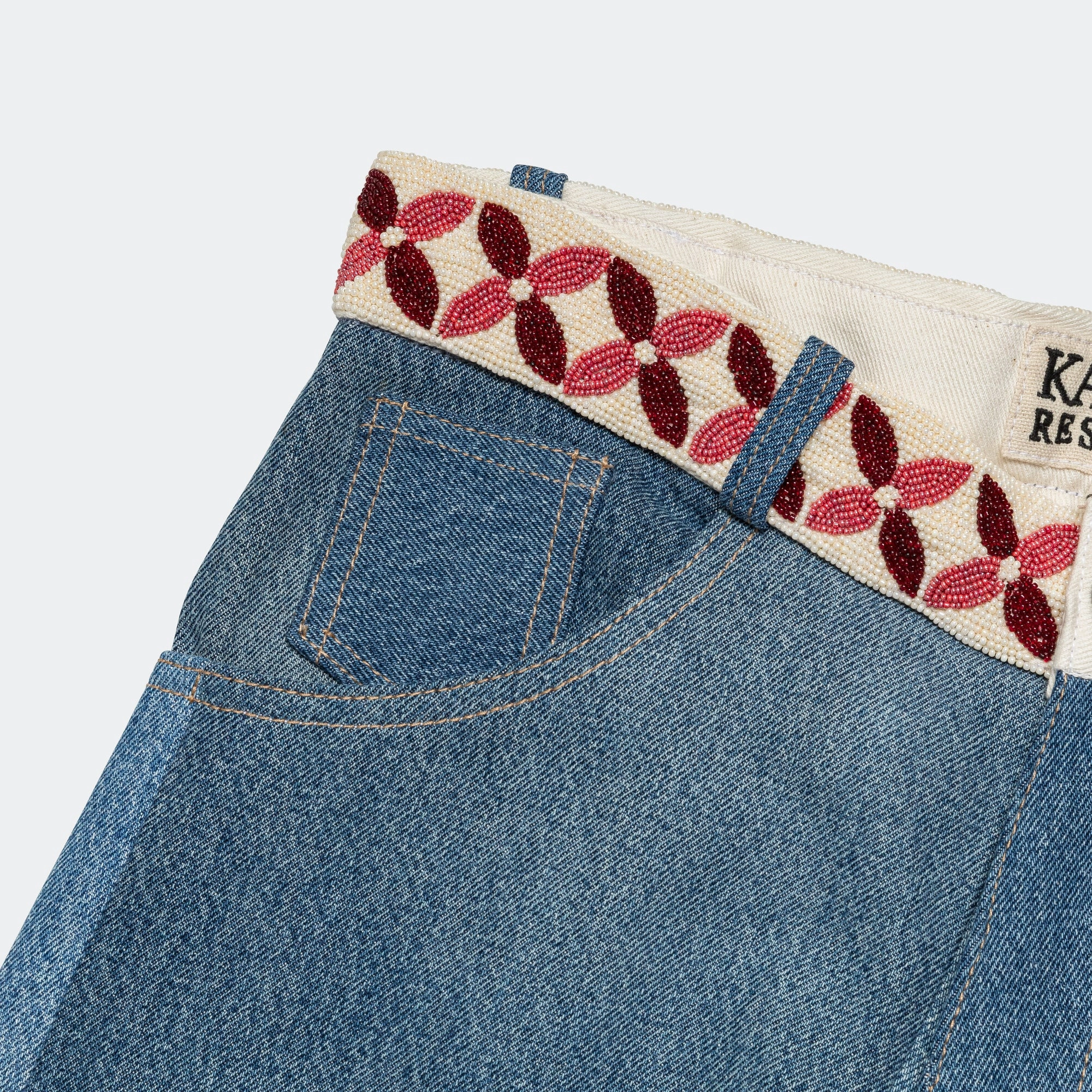 Ghuma Pant - Upcycled Denim Lightwash/Pink Fashion Stretch