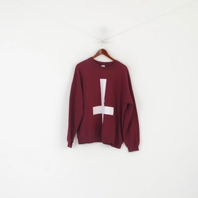 Cozy Comfort product lace femininity Gildan Men XXL Sweatshirt Maroon Cotton Cross Oversize Crewn Neck Top