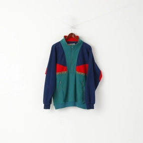 Giovani Men L Fleece Top Navy Vintage Pullover Zip Neck Pockets Oldschool Sweatshirt performance test Versatile Hoodie