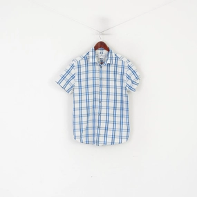 Levi's Men M Casual Shirt Blue Check Cotton Vintage Slim Short Sleeve Western Top Indoor Comfort Everyday Essential