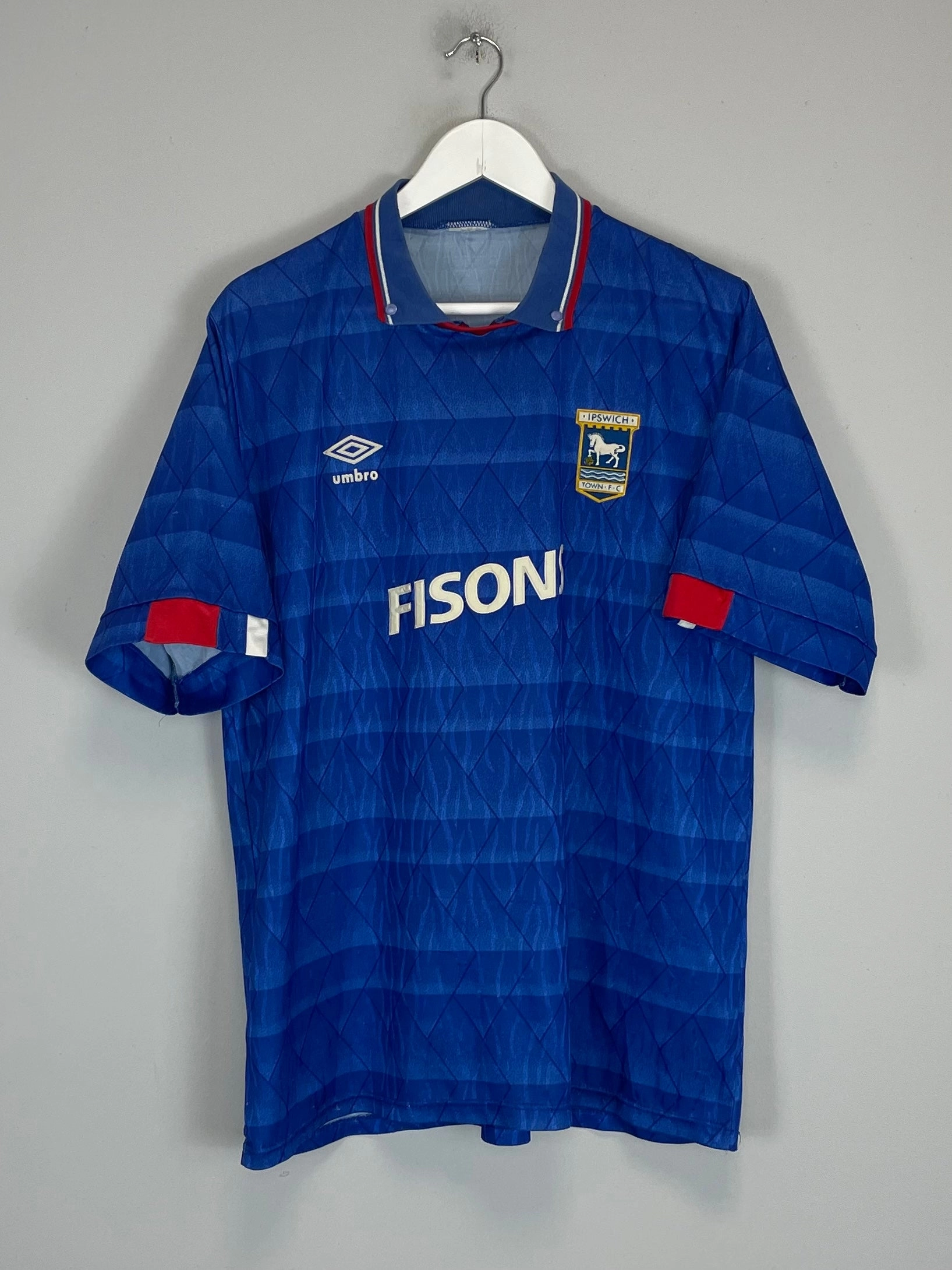 Stretch Flex Panels 1989/92 IPSWICH TOWN HOME SHIRT (L) UMBRO