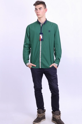 New Zirelli Mens XL Casual Shirt Dark Green Unique Cotton Buttons Down Spring Break