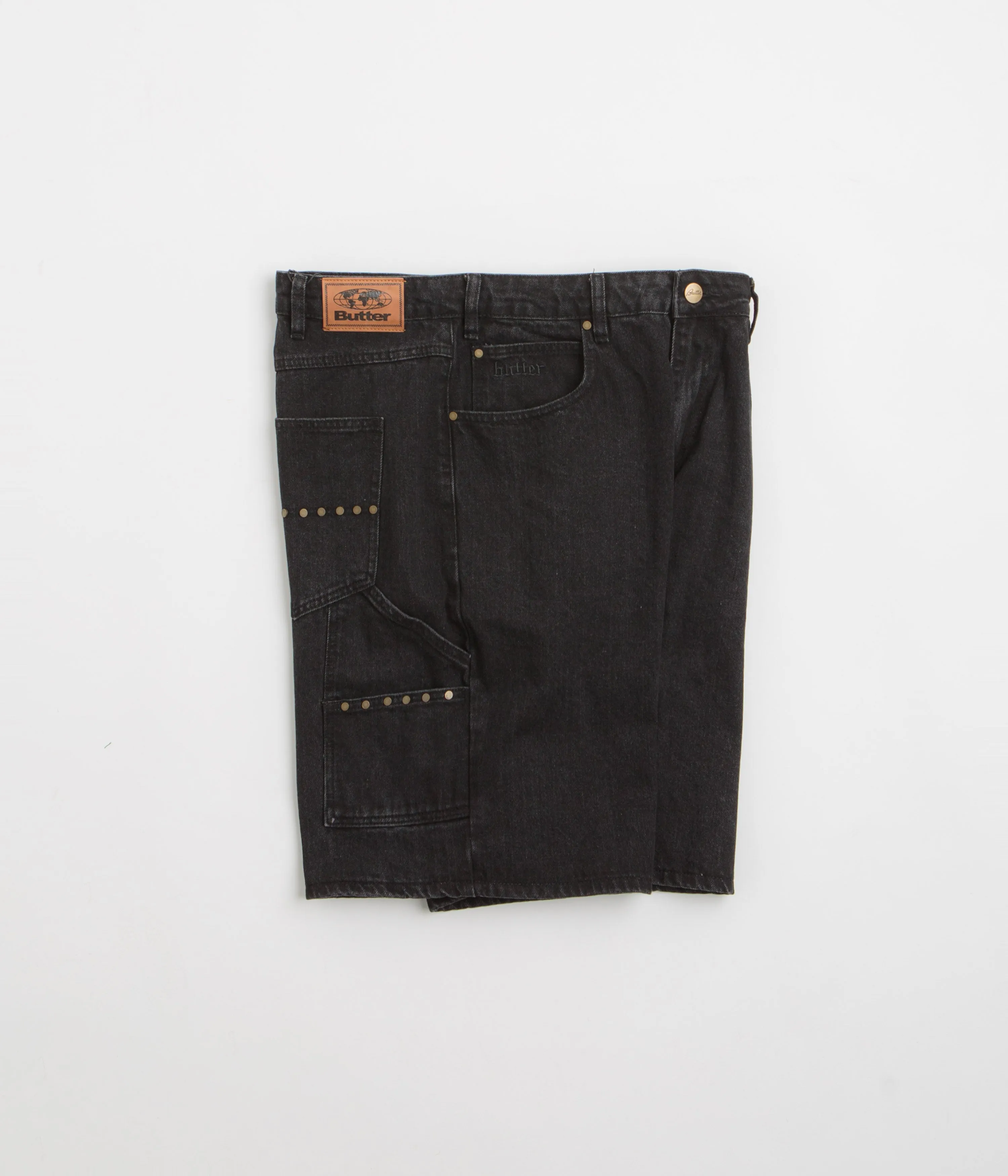Personalized Butter Goods Rivet Denim Shorts - Washed Black