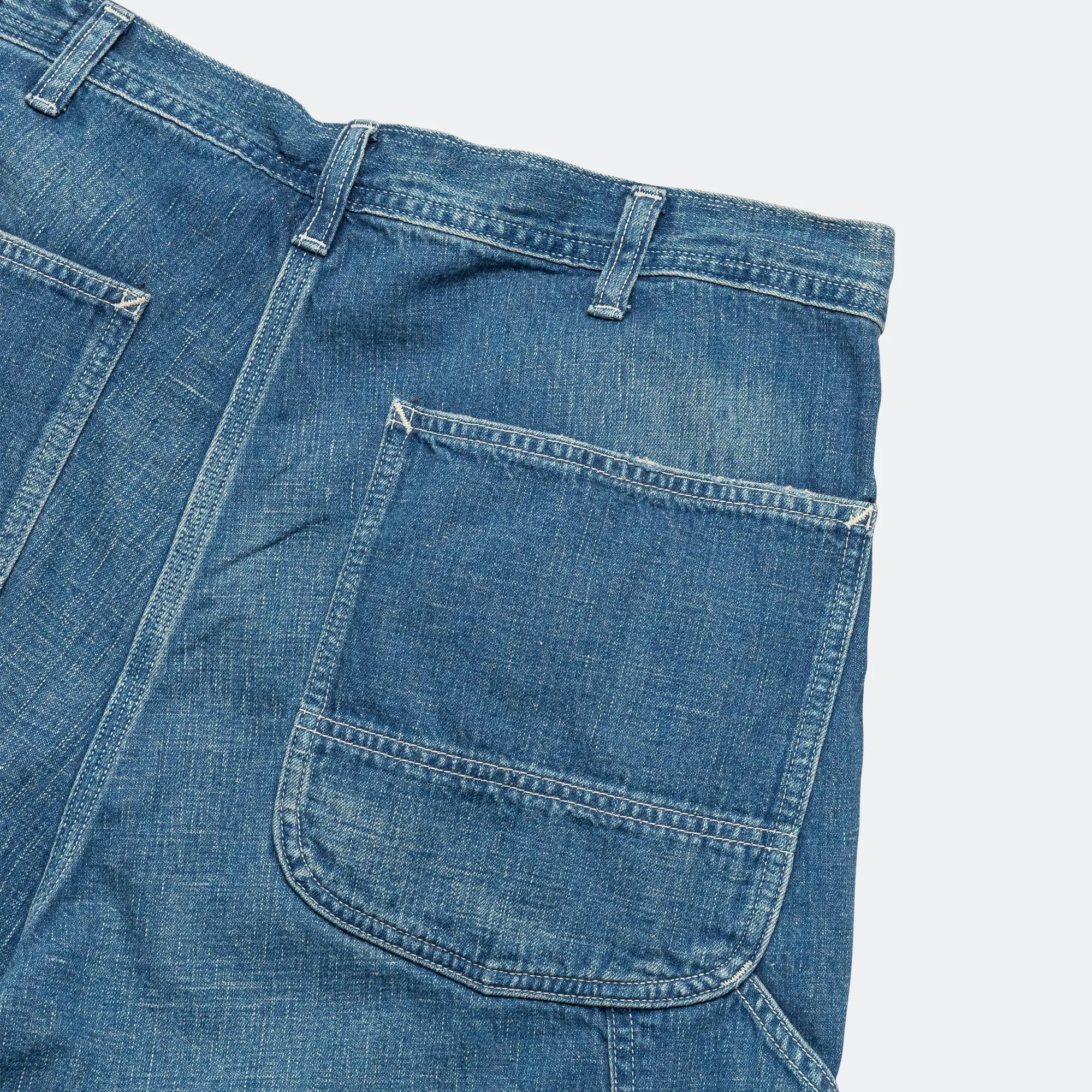 Anti Slip Waistband Wide Fit 40's Painter Shorts - Denim Used