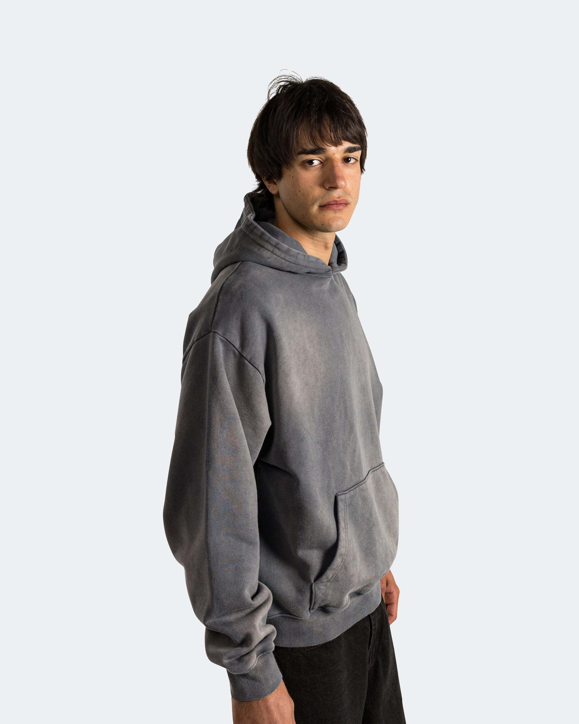 Comfortable Layer Pareidolia Hoodie - Faded Grey