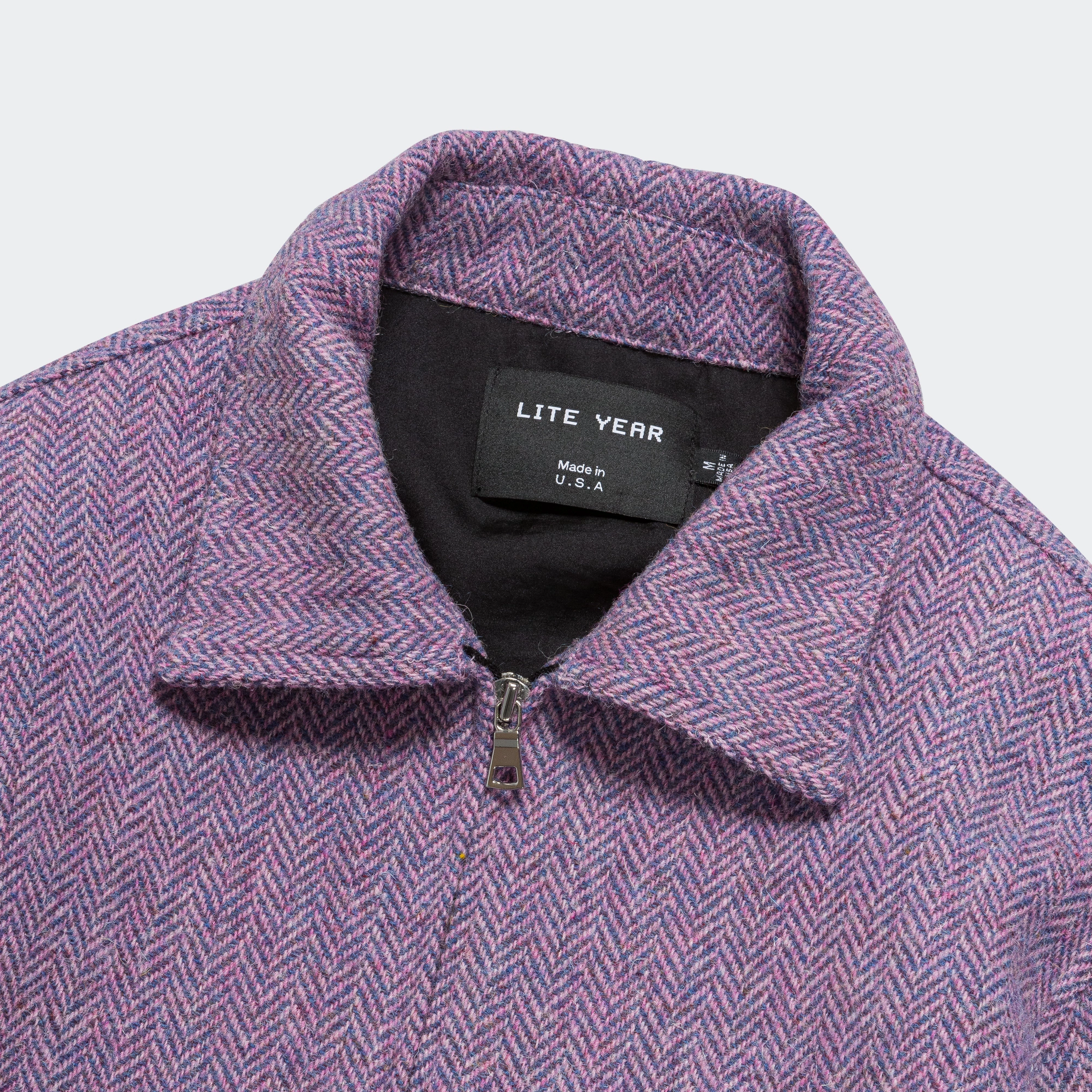 Double Stitch Seams Harris Tweed Einsenhower Jacket - Pink/Blue