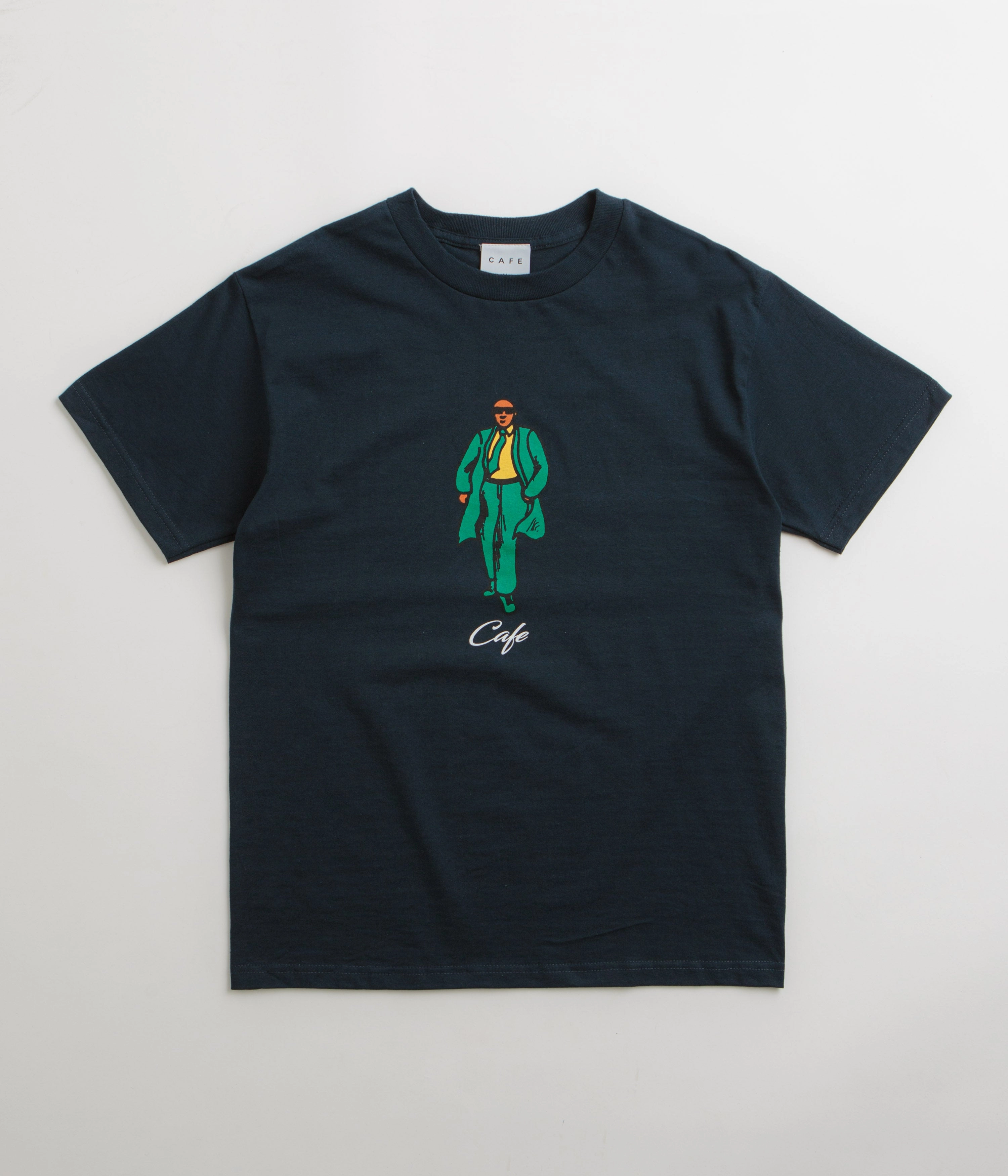 Skateboard Cafe Suited T-Shirt - Navy Durable Ribbed Hem Active Outfit