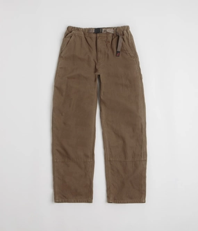 Gramicci Canvas Work Pants - Chocolate Aged Ventilated Panels Neutral Look