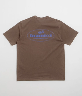 V neck style Effortless Wearable Gramicci Climbing Equipment T-Shirt - Brown Pigment