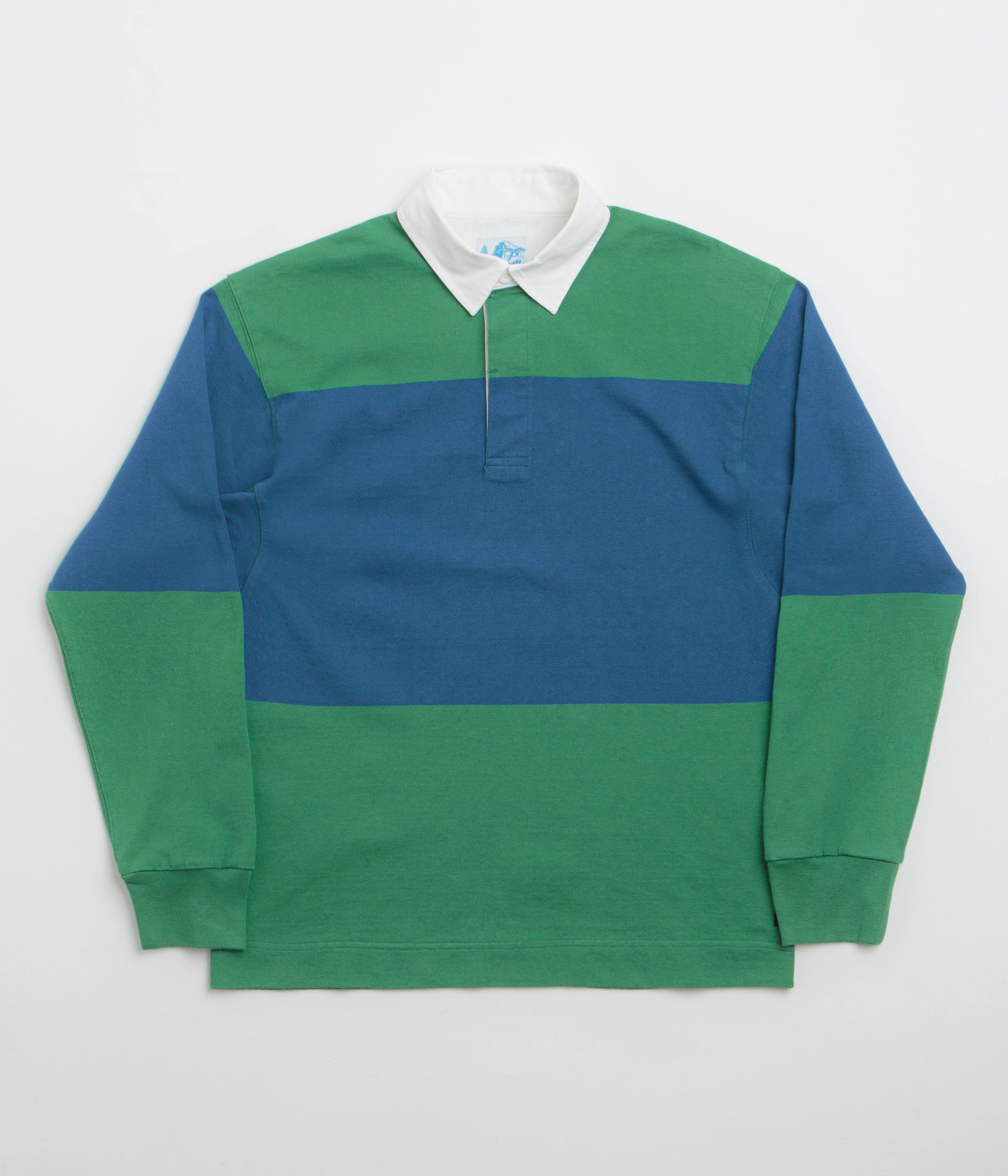 Gramicci Langdon Rugby Shirt - Cerulean / Emerald Gender Neutral shopping spree