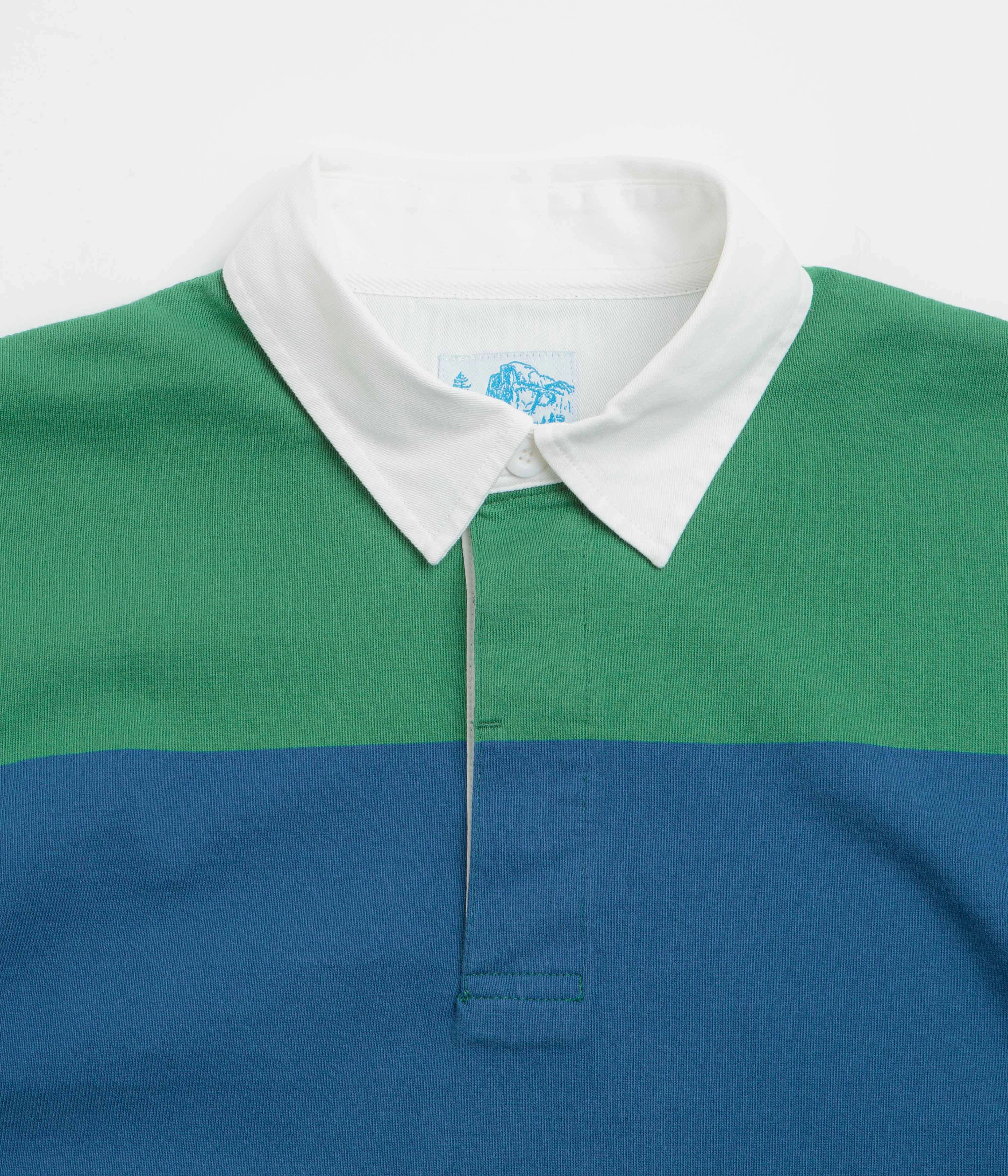 Gramicci Langdon Rugby Shirt - Cerulean / Emerald Bold Print Moisture Wicking Layer