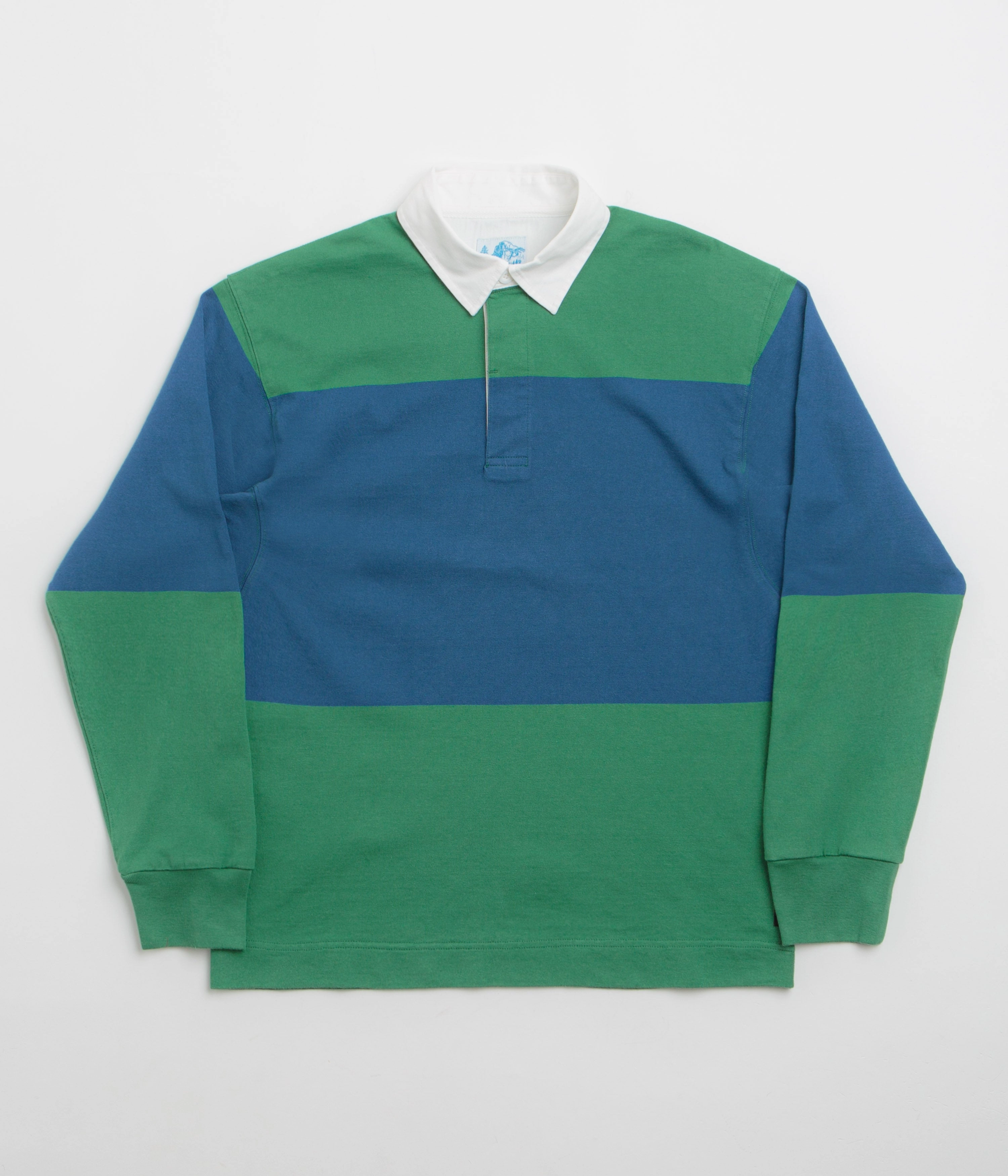 Cocktail Event Sustainable production Gramicci Langdon Rugby Shirt - Cerulean / Emerald