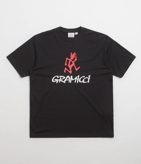 Versatile Fit Drop Shoulder Cut Gramicci Logo T-Shirt - Black