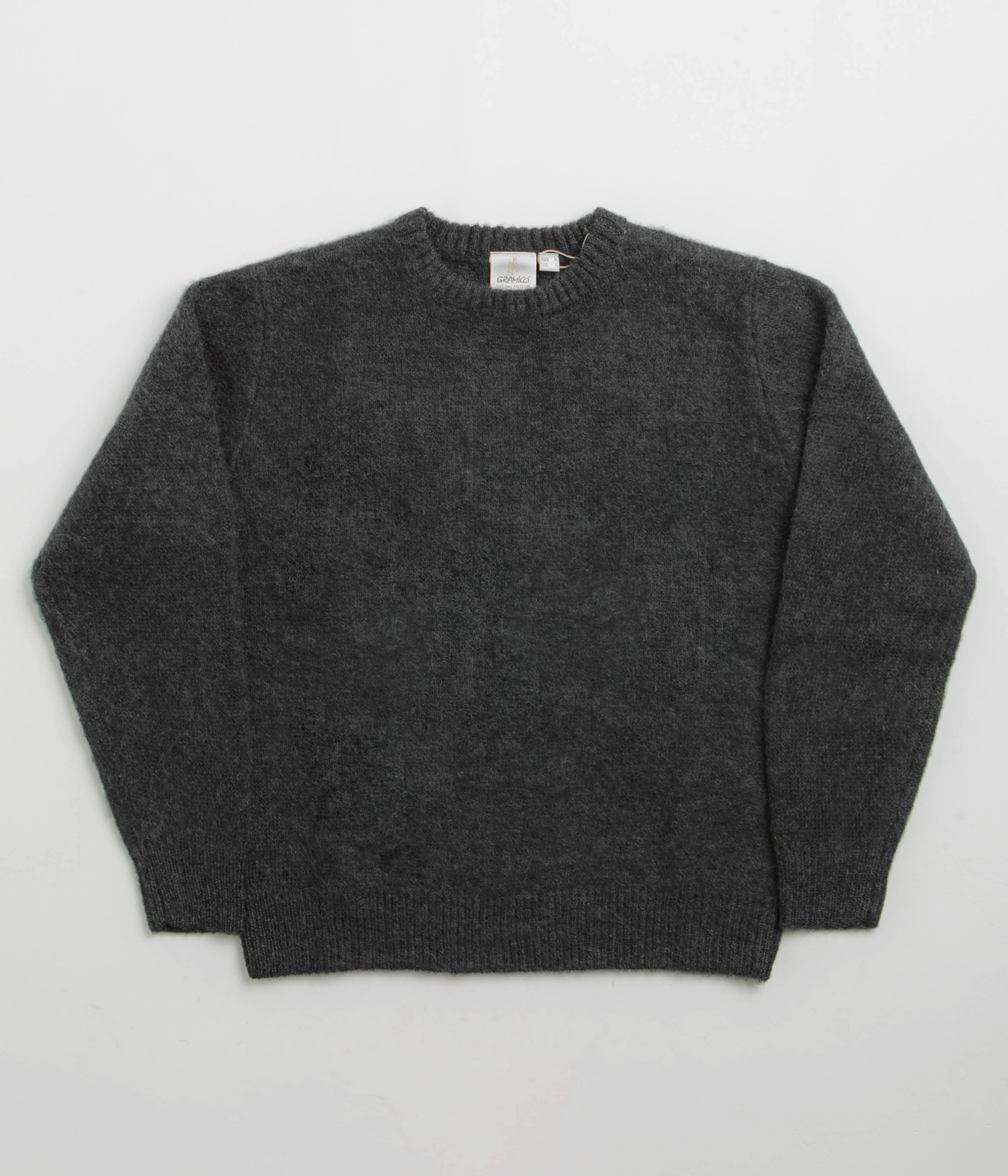Gramicci Mohair Crewneck Sweatshirt - Charcoal Bold Print product photography