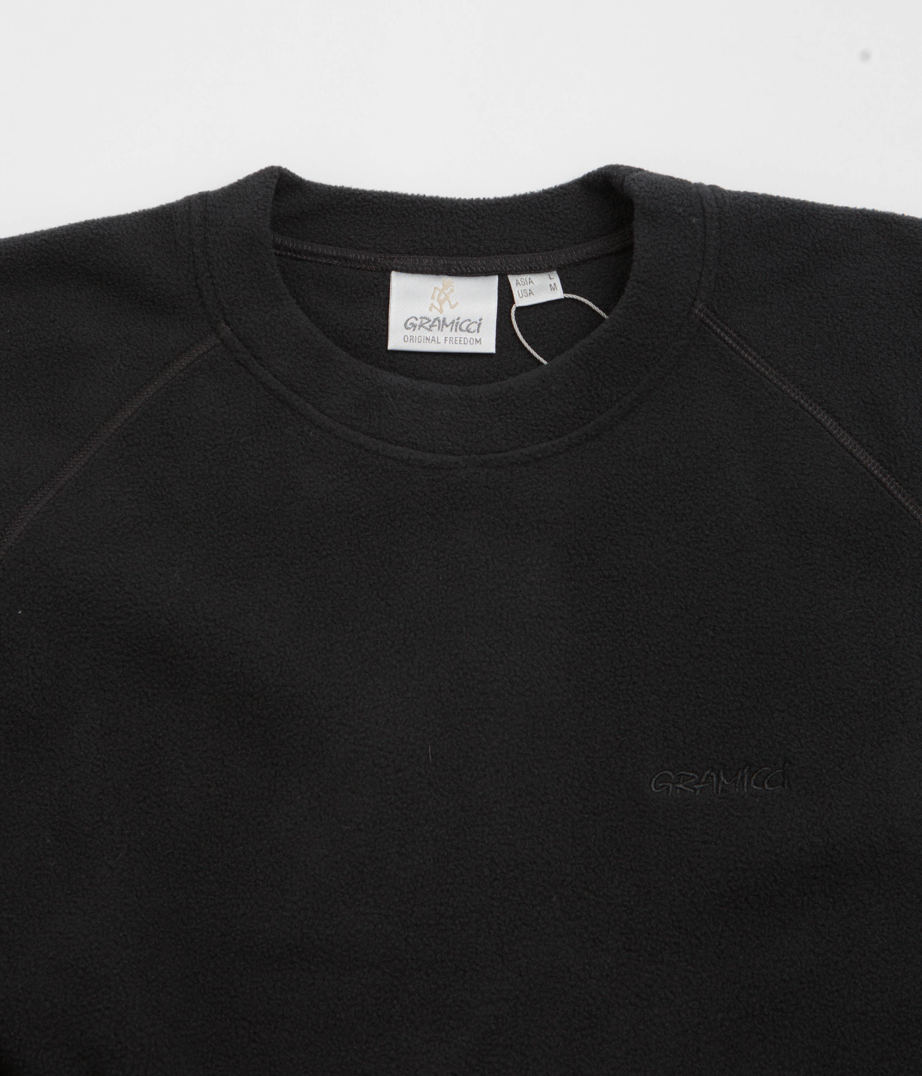 product camping suitability product display Gramicci Thermal Fleece Crewneck Sweatshirt - Black