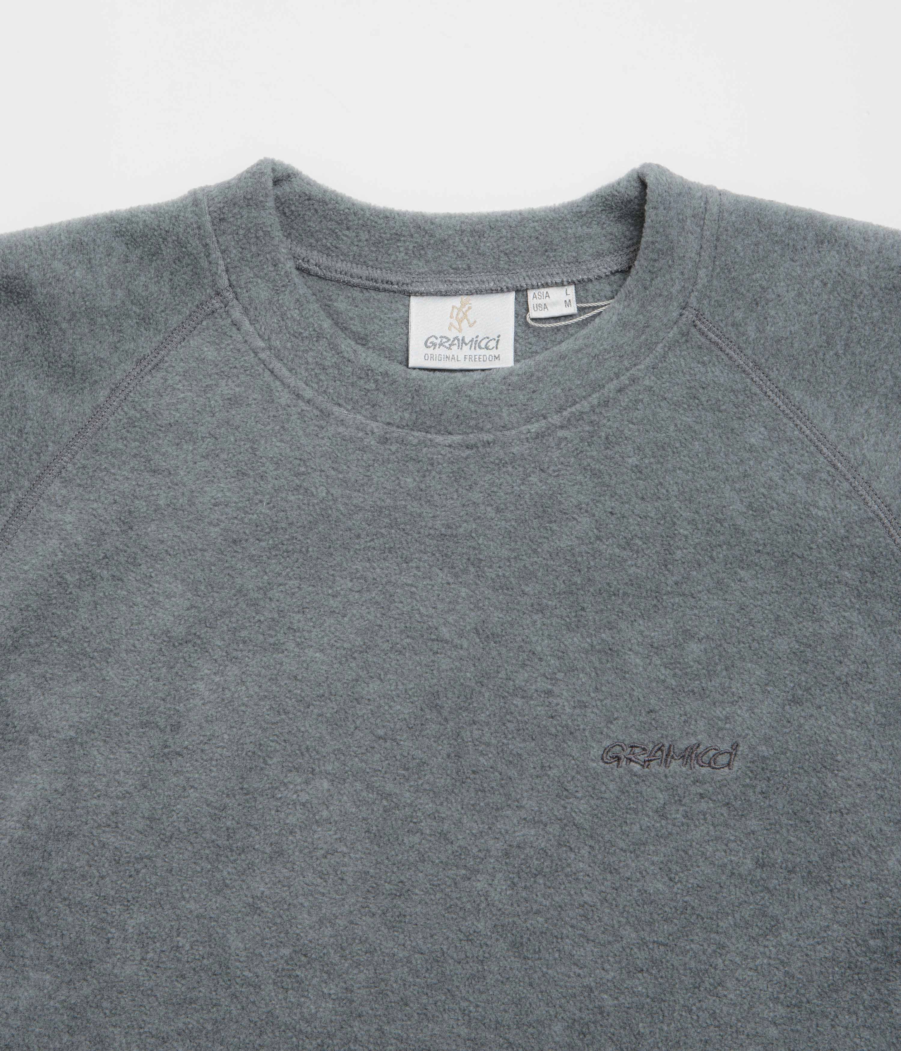 Bow Accents Gramicci Thermal Fleece Crewneck Sweatshirt - Heather Grey