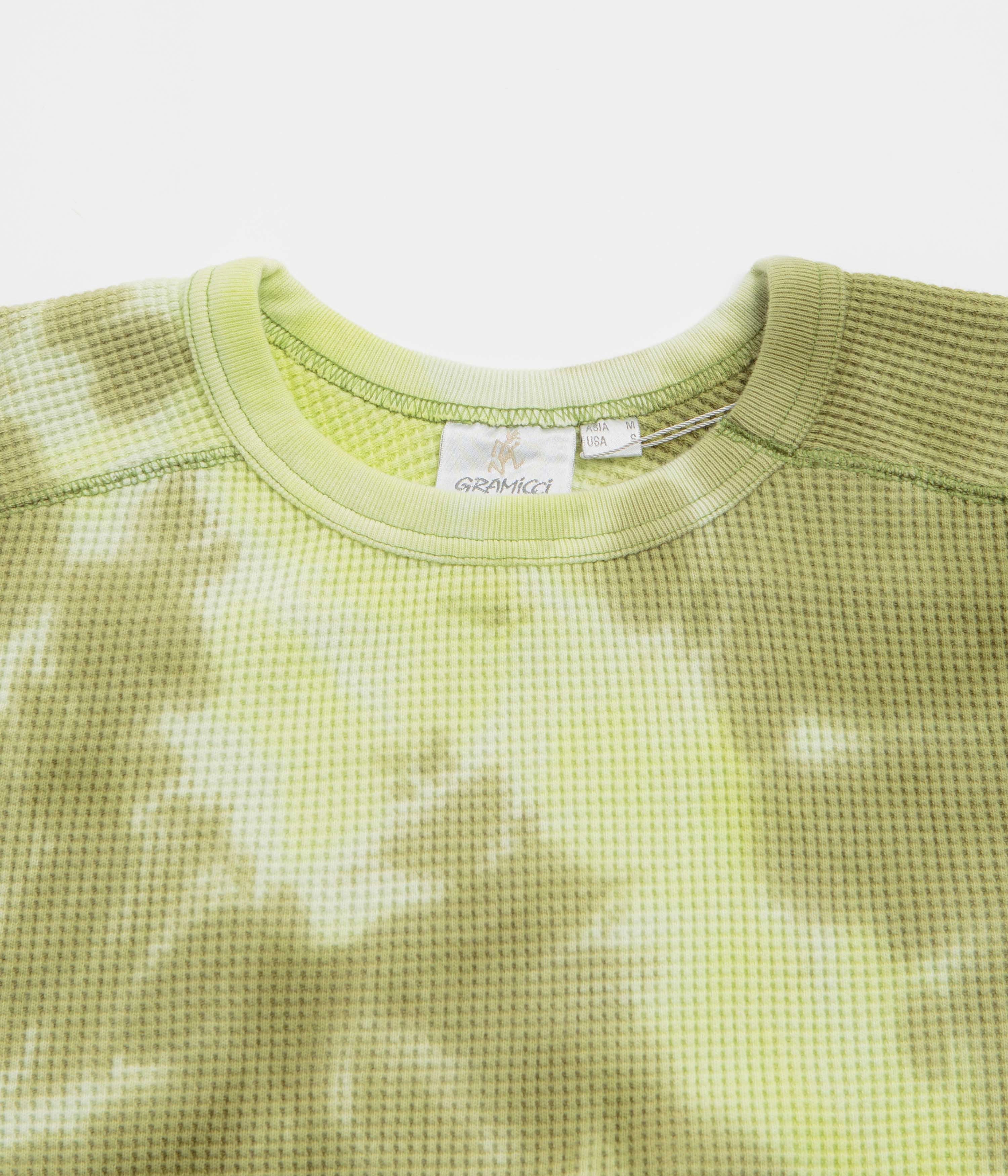 Gramicci Waffle Crewneck Sweatshirt - Jade Tie Dye Chill Vibes Light Warmth