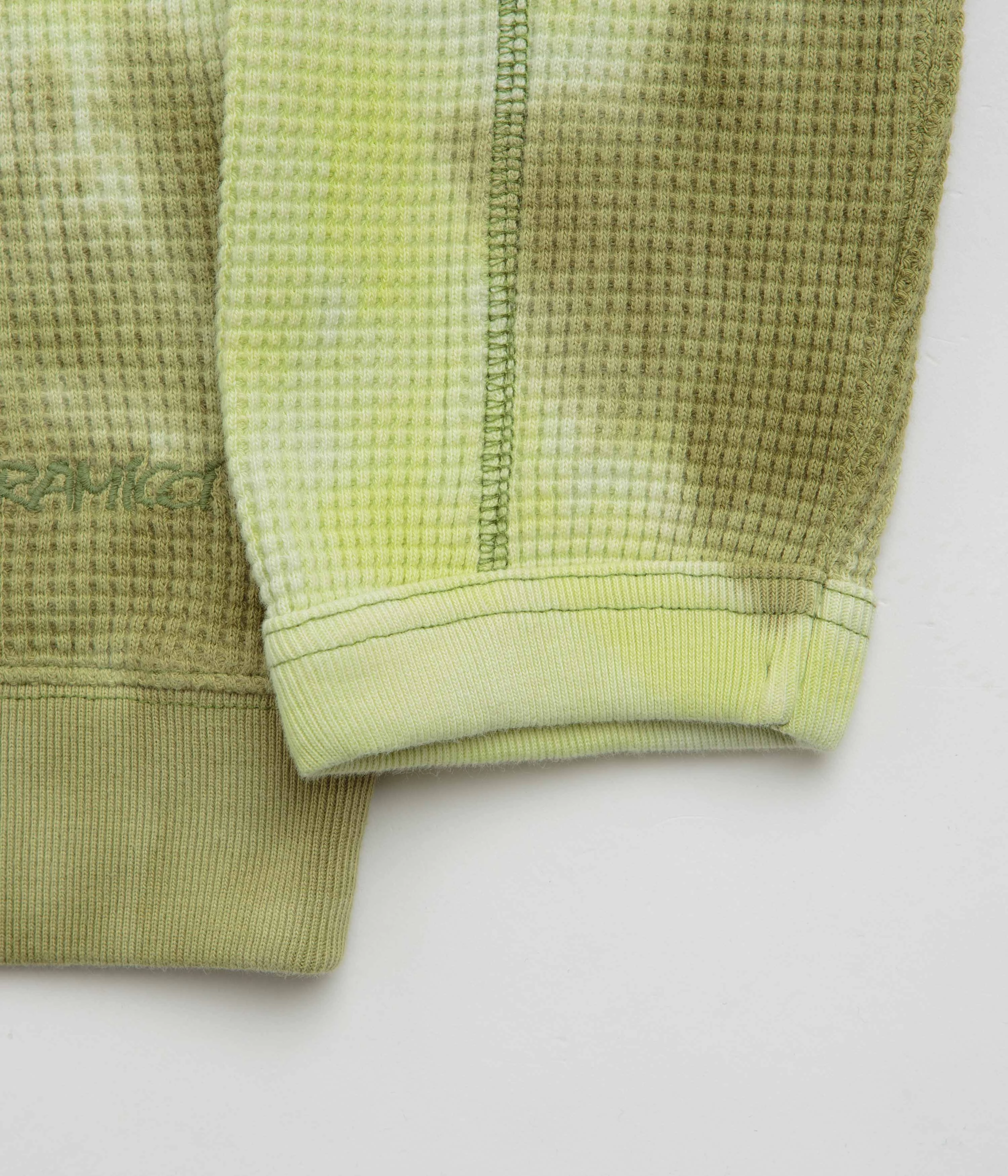 Gramicci Waffle Crewneck Sweatshirt - Jade Tie Dye Kangaroo Pocket