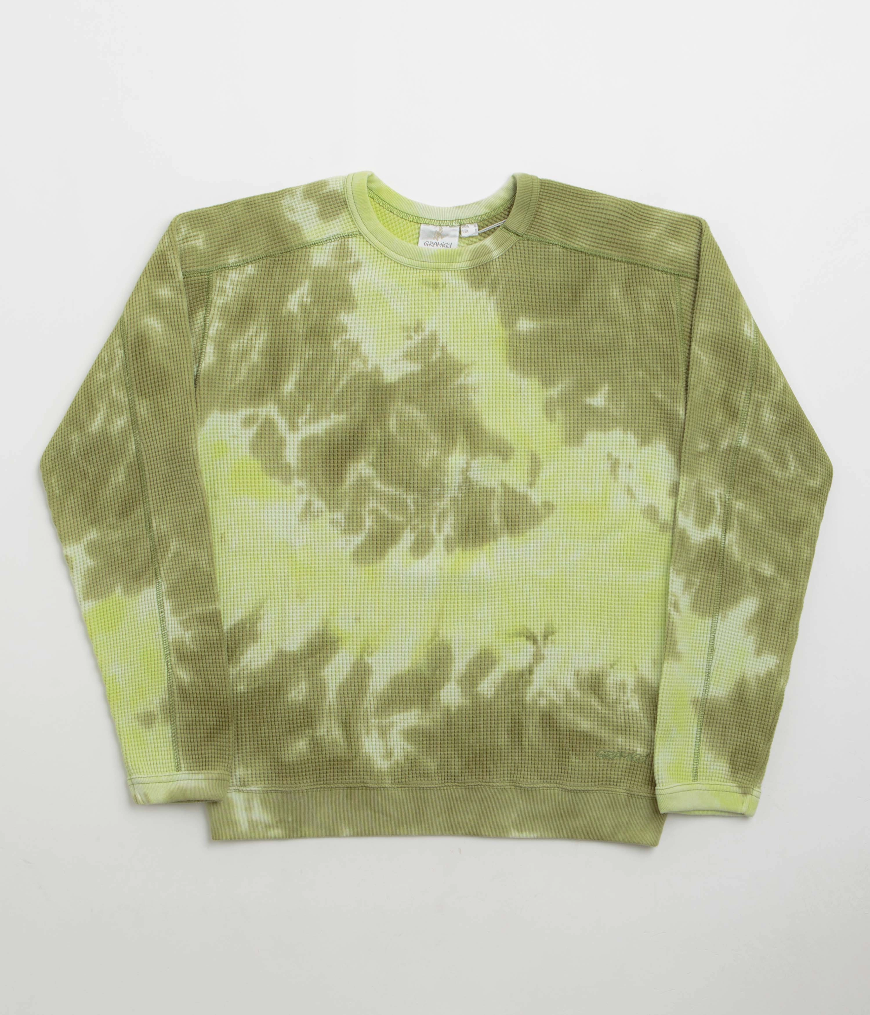 Cozy Streetwear product social responsibility Gramicci Waffle Crewneck Sweatshirt - Jade Tie Dye