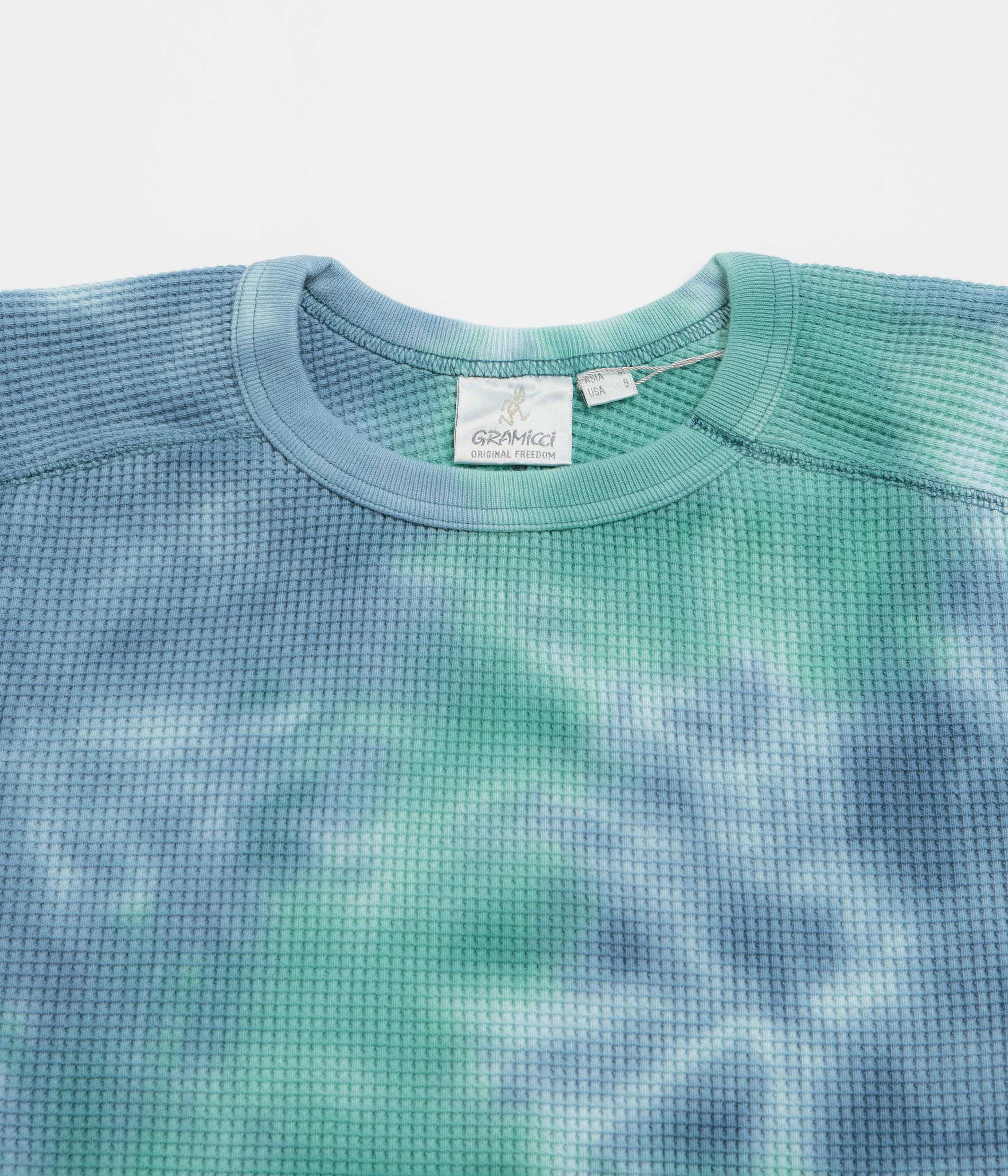 Functional Comfort Budget Gramicci Waffle Crewneck Sweatshirt - Turquoise Tie Dye