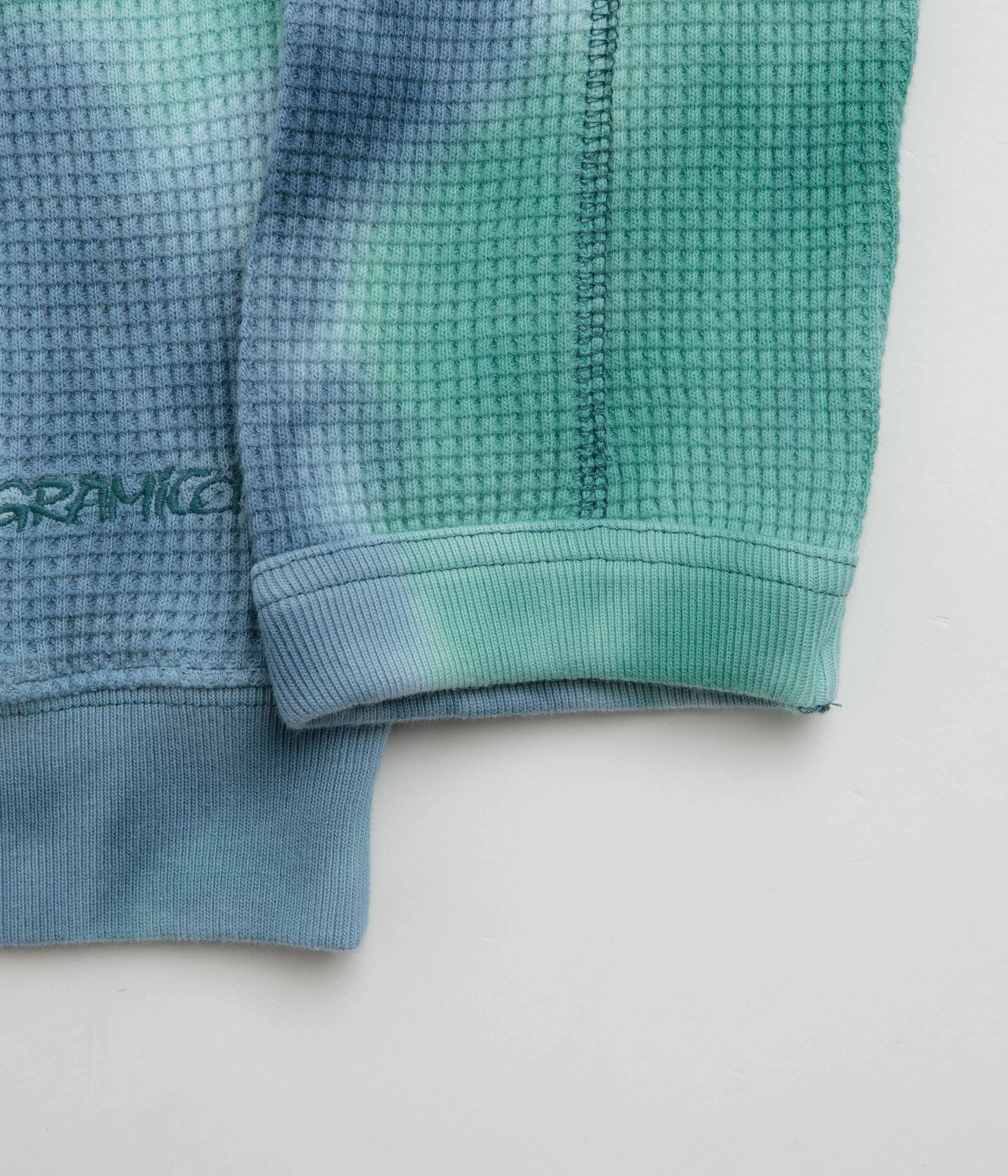 Functional Layer product budget friendly Gramicci Waffle Crewneck Sweatshirt - Turquoise Tie Dye