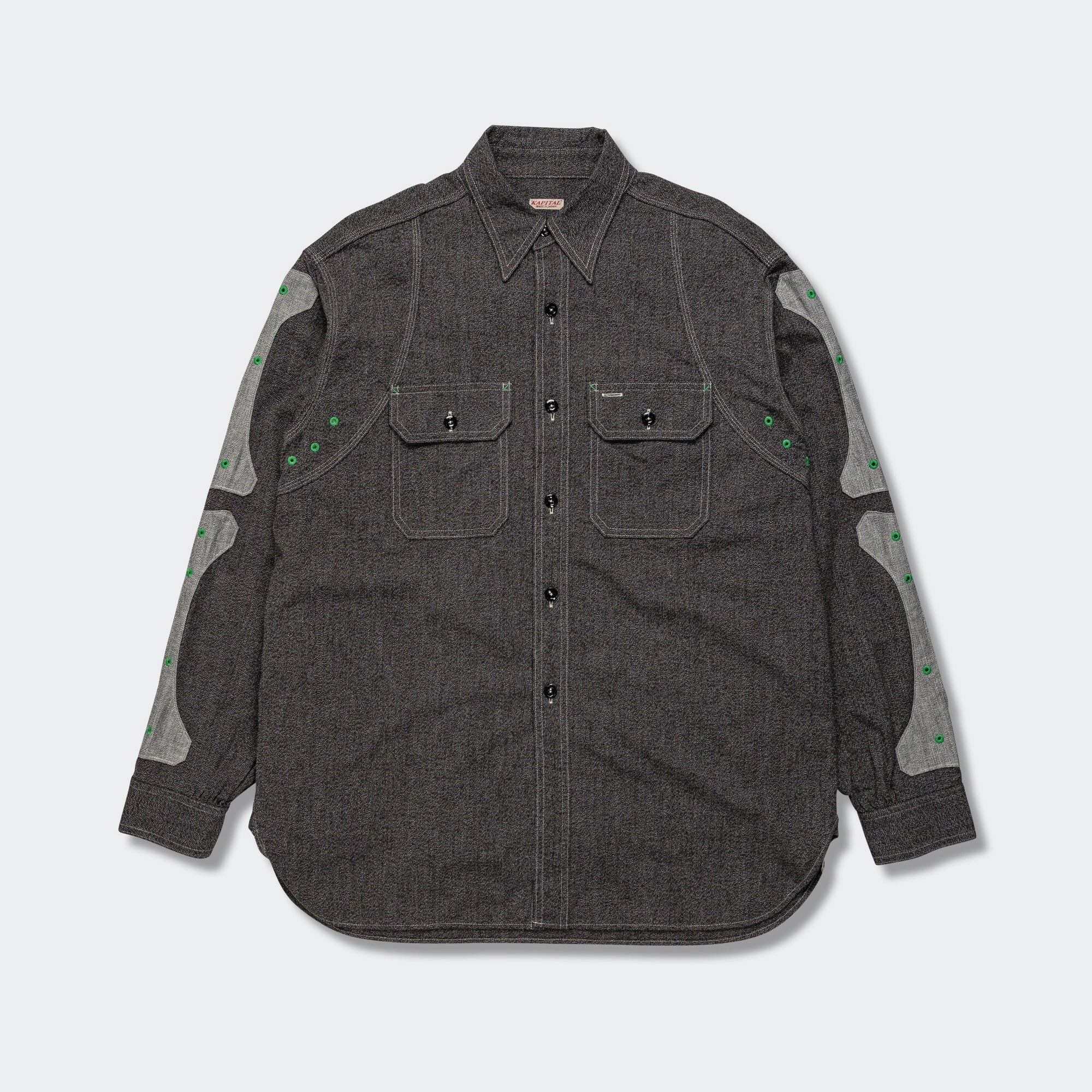 Ventilated Back Panel Grandrelle 2TONES BONE Patch Ventilator Workshirt - Charcoal