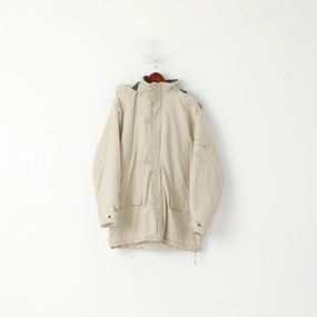 Greygoose Men XL Jacket Beige Nylon Padded Winter Hooded Chore Full Zip Top campers suitable for school days