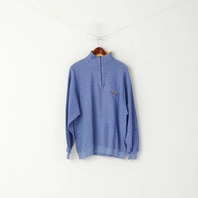 All-Season Wear Vintage Look Greystone Men L Sweatshirt Blue Vintage Zip Neck State Of Arizona Cotton Top
