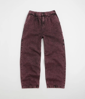 Poetic Collective Denim Balloon Pants - Red Acid Wash Corduroy texture EcoFriendlyBlend