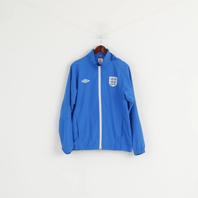 All-Season Outerwear Umbro Men M Jacket Blue National England Team Full Zipper Hooded Mesh Lined Top
