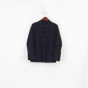 Vintage Men XS Jacket Black Hand Made Fitted  Detailed Buttons Collar Pockets Vintage Top popular in Asia Solid-color