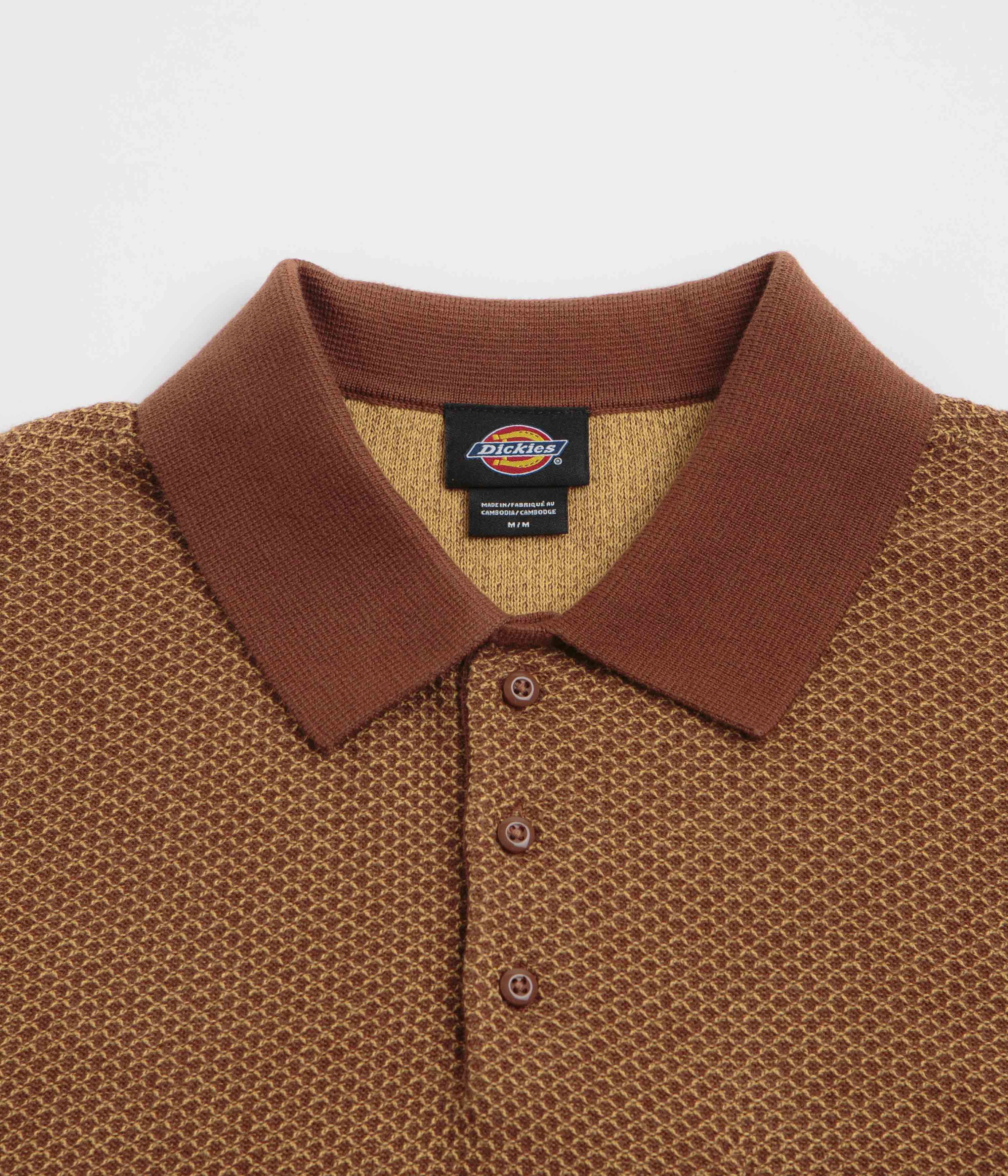 Stretchable Material Dickies Rocky Knit Short Sleeve Polo Shirt - Oak Buff