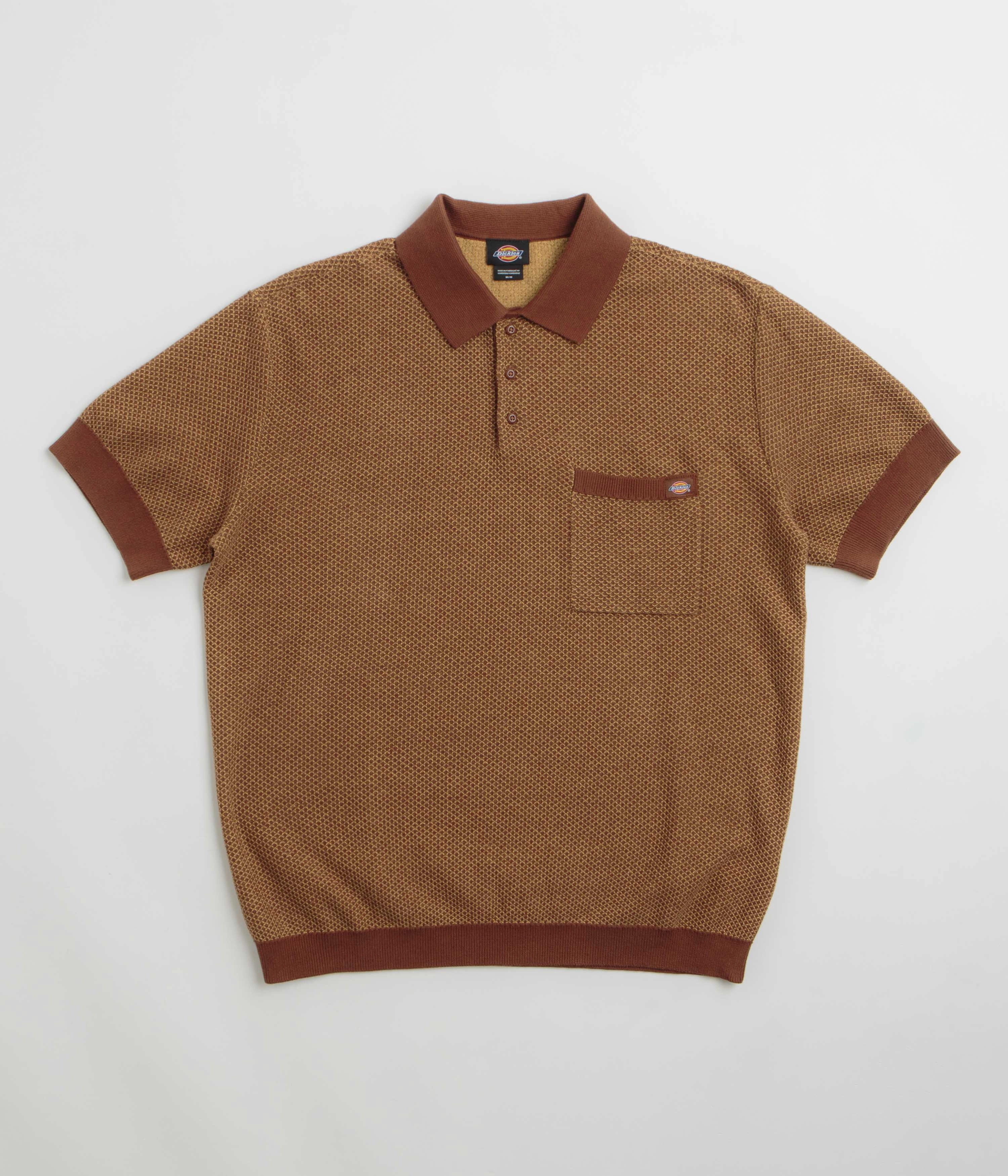 Dickies Rocky Knit Short Sleeve Polo Shirt - Oak Buff Non Chafe Seams