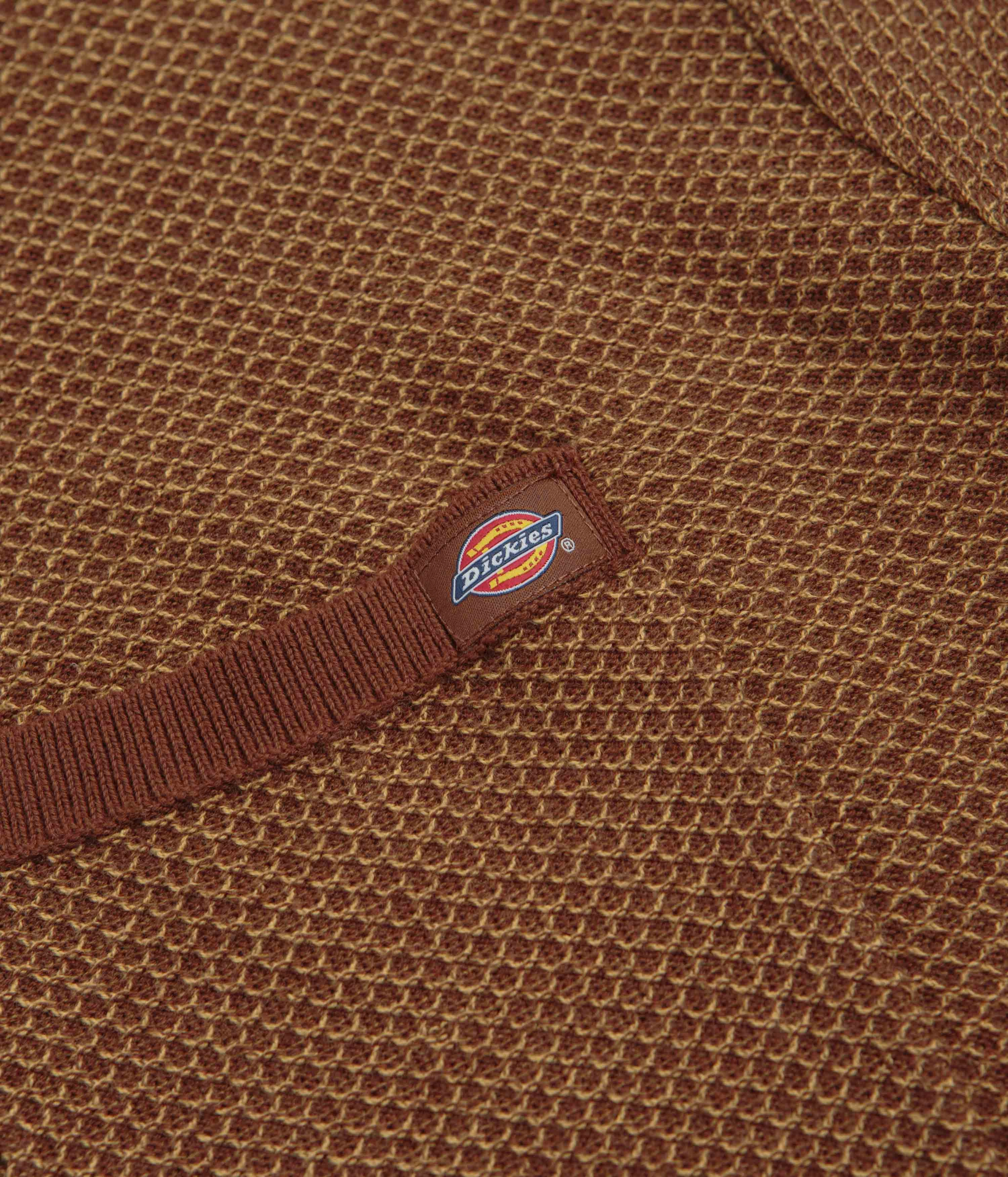 Button front Inner Layer Dickies Rocky Knit Short Sleeve Polo Shirt - Oak Buff