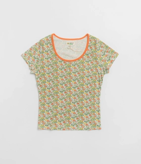 Mollusk Womens Scoop Ribsy T-Shirt - Green Mushroom Cozy Style Chic Vibe