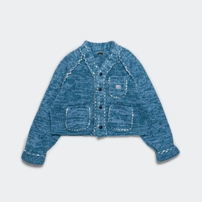 Hand Knit Cowichan RAILROAD JKT - Navy Tapered Hem OdorResistantFabric